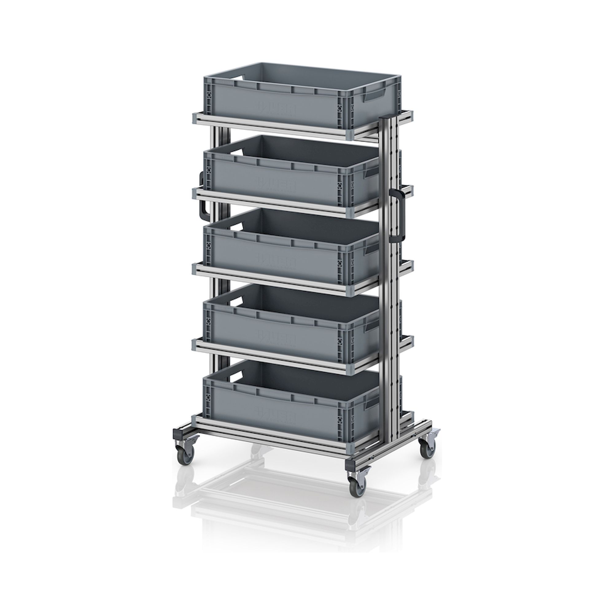 EG SW 134-1 6417. Systemwagen für Eurobehälter 60 x 40 Höhe 134 cm ohne Auszug, 83,4x55x134,6 cm