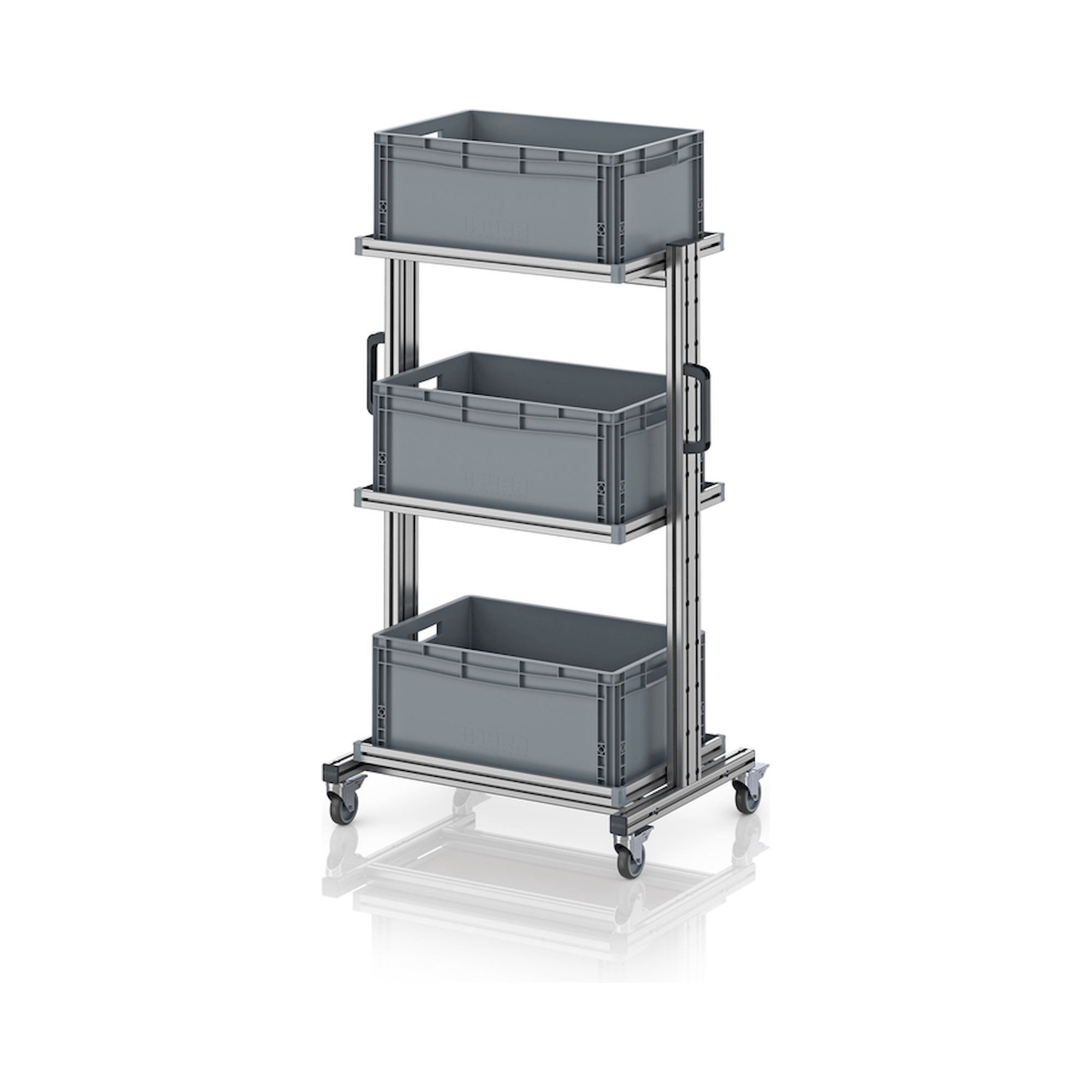 EG SW 134-1 6427. Systemwagen für Eurobehälter 60 x 40 Höhe 134 cm ohne Auszug, 83,4x55x134,6 cm