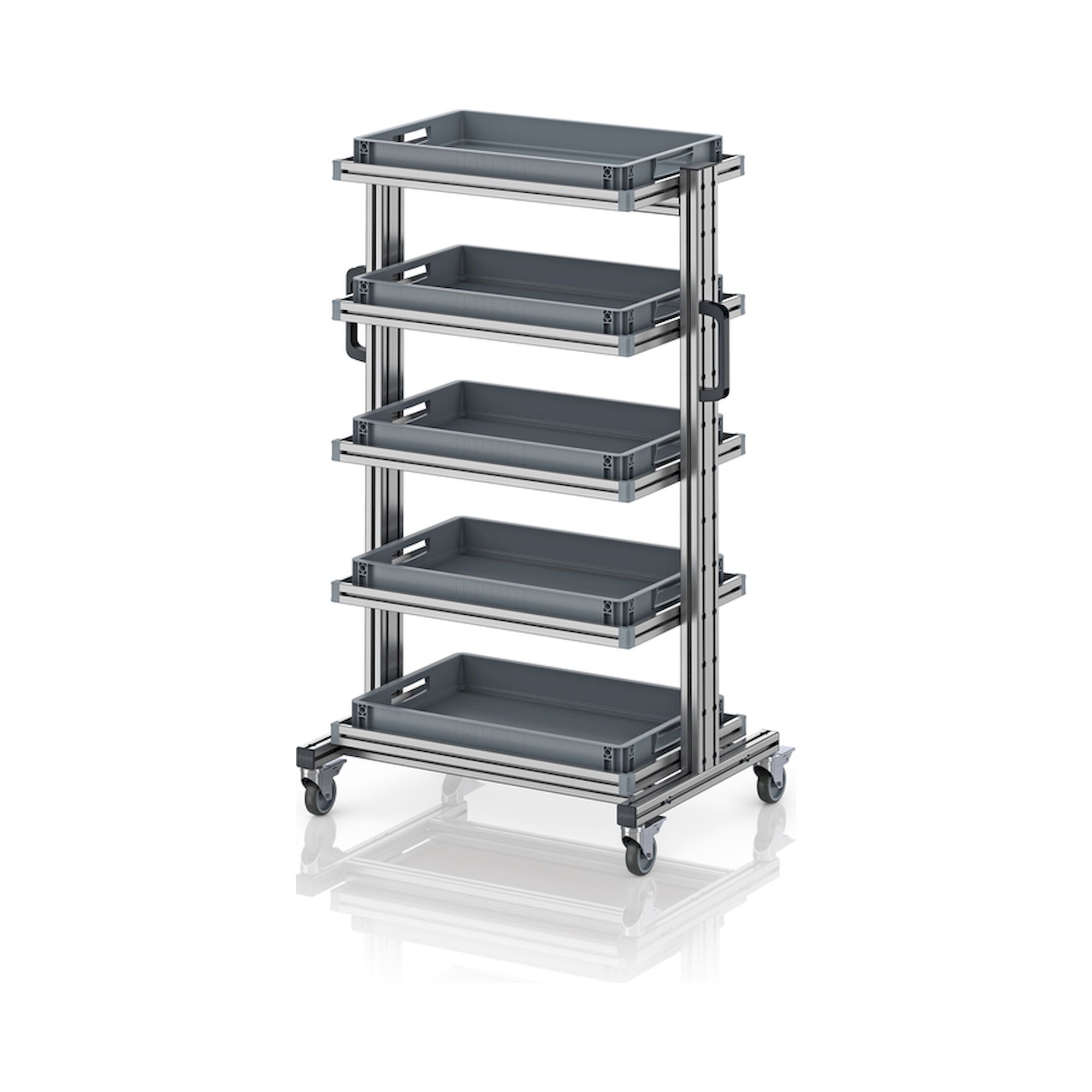 EG SW 134-1 6475. Systemwagen für Eurobehälter 60 x 40 Höhe 134 cm ohne Auszug, 83,4x55x134,6 cm