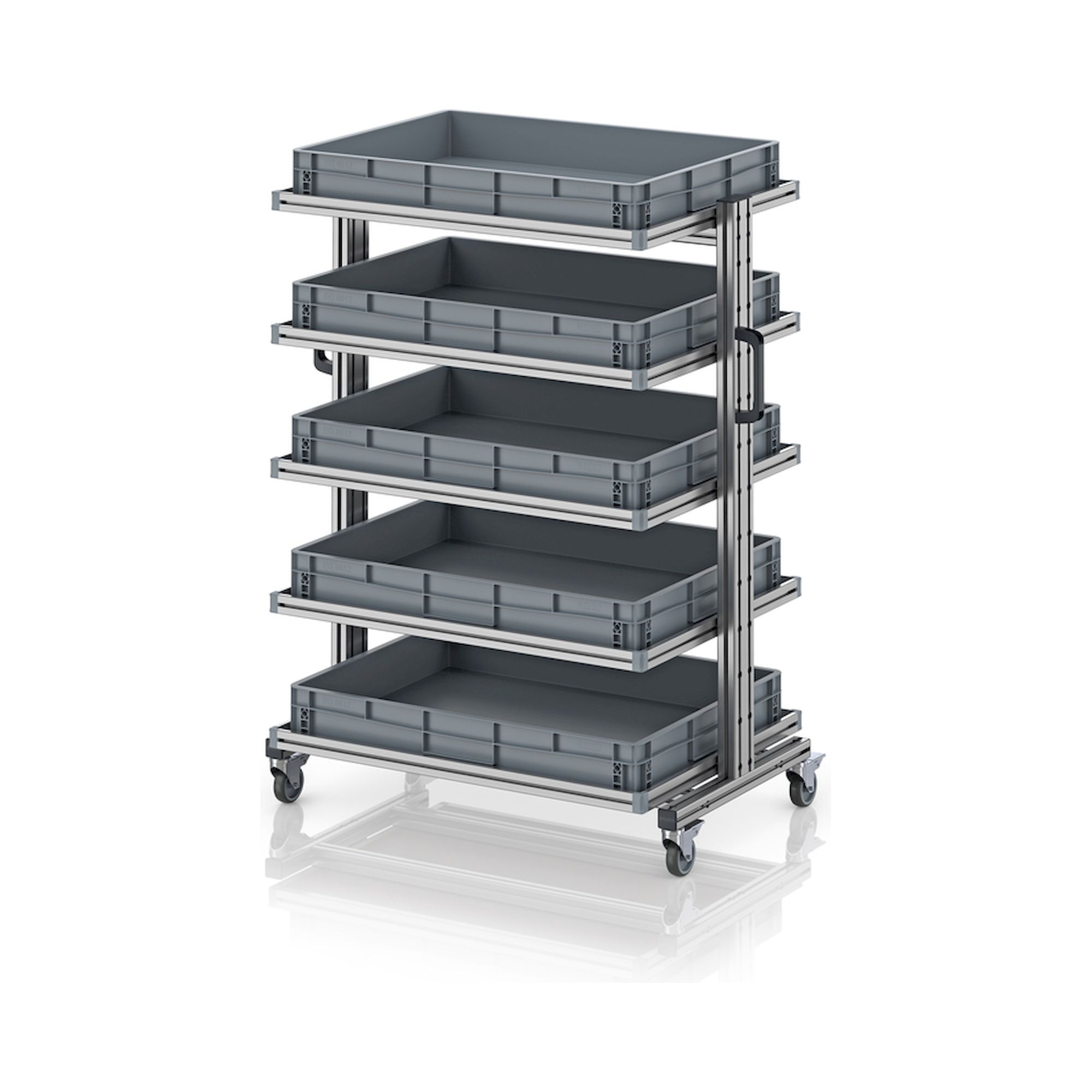 EG SW 134-1 8612. Systemwagen für Eurobehälter 80 x 60 Höhe 134 cm ohne Auszug, 103,4x65x134,6 cm