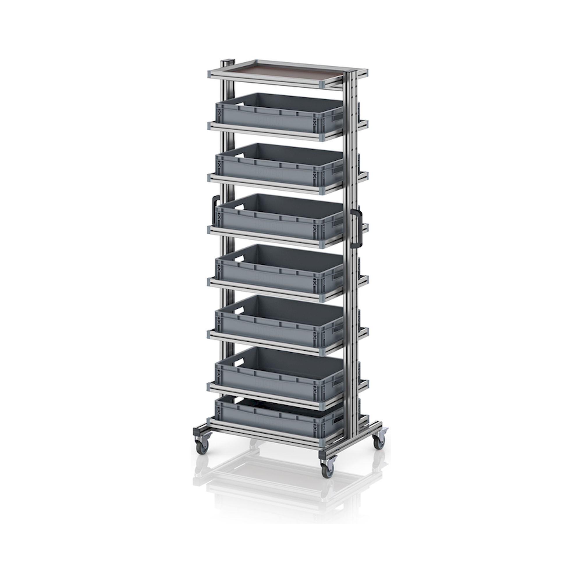 EG SW 200-1 6412. Systemwagen für Eurobehälter 60 x 40 Höhe 200 cm ohne Auszug, 83,4x55x201,1 cm