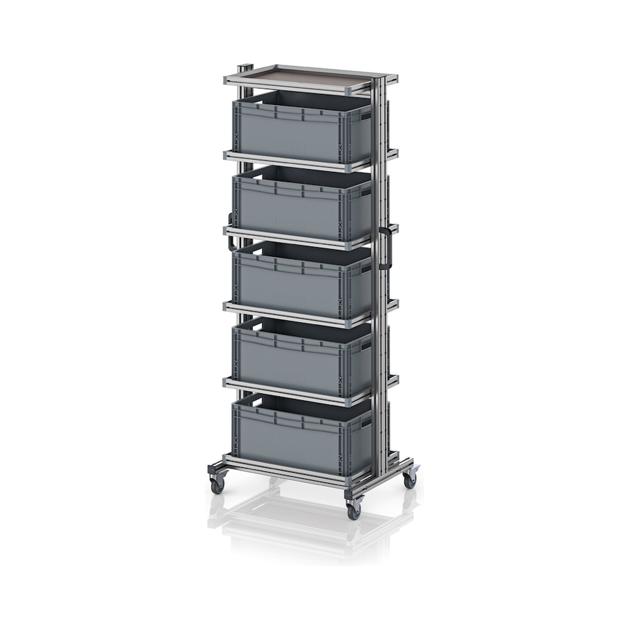 EG SW 200-1 6427. Systemwagen für Eurobehälter 60 x 40 Höhe 200 cm ohne Auszug, 83,4x55x201,1 cm