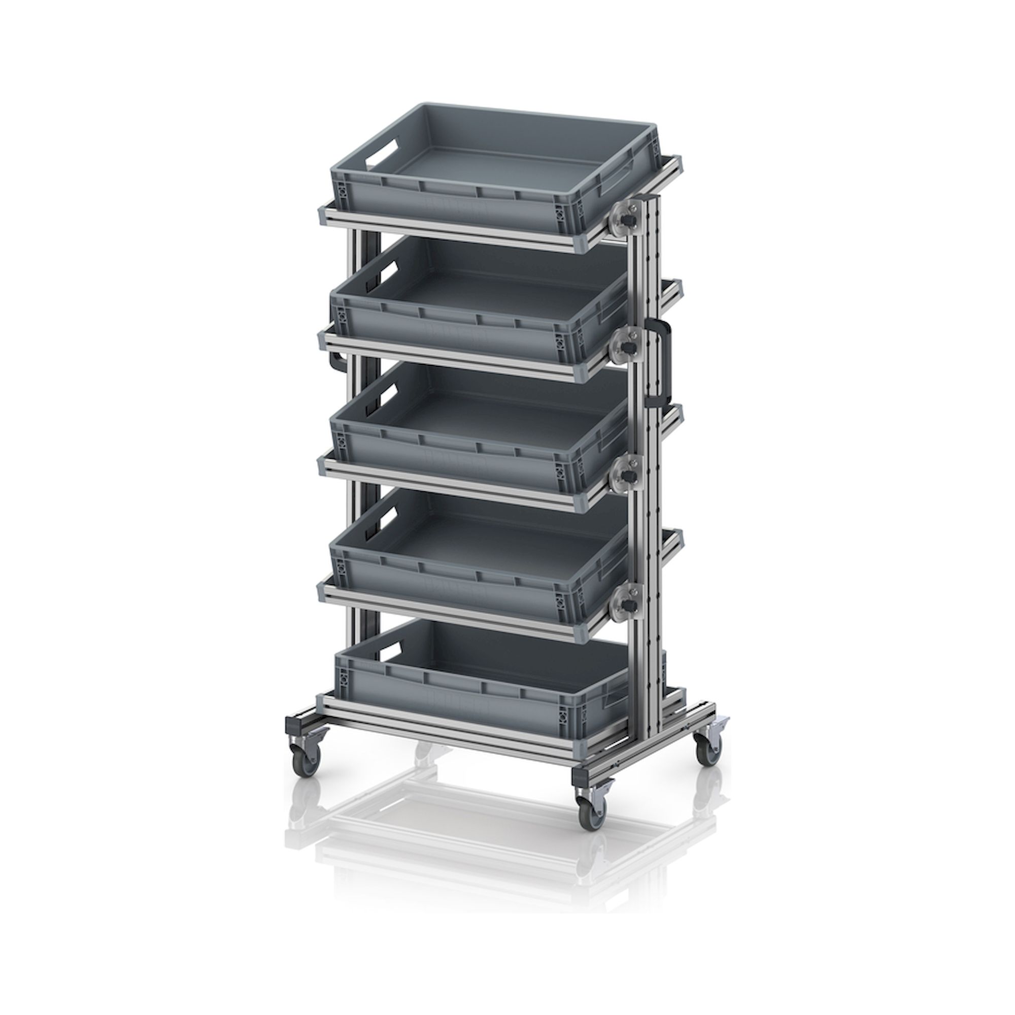 EG SWN 134 6412. Systemwagen für Eurobehälter 60 x 40 Höhe 134 cm, neigbar, 83,4x55x134,6 cm