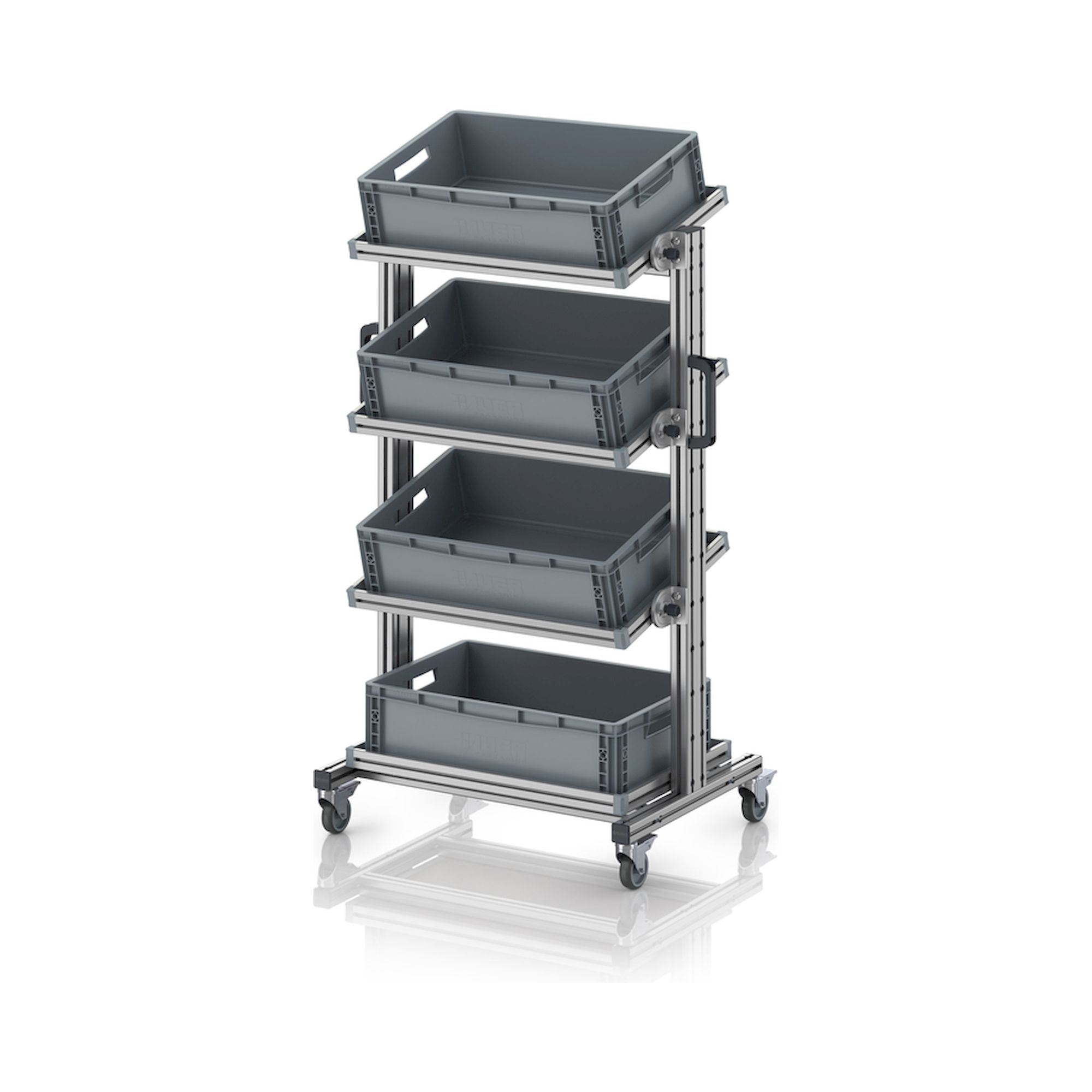 EG SWN 134 6417. Systemwagen für Eurobehälter 60 x 40 Höhe 134 cm, neigbar, 83,4x55x134,6 cm