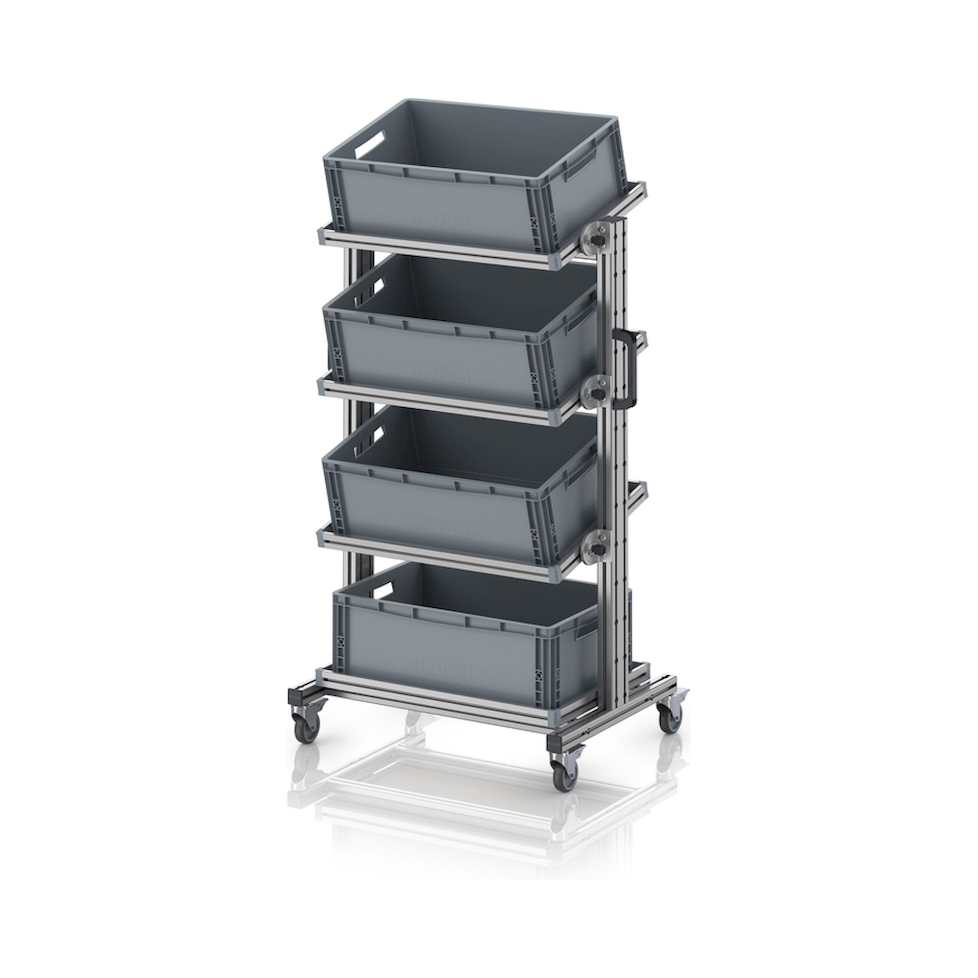 EG SWN 134 6422. Systemwagen für Eurobehälter 60 x 40 Höhe 134 cm, neigbar, 83,4x55x134,6 cm