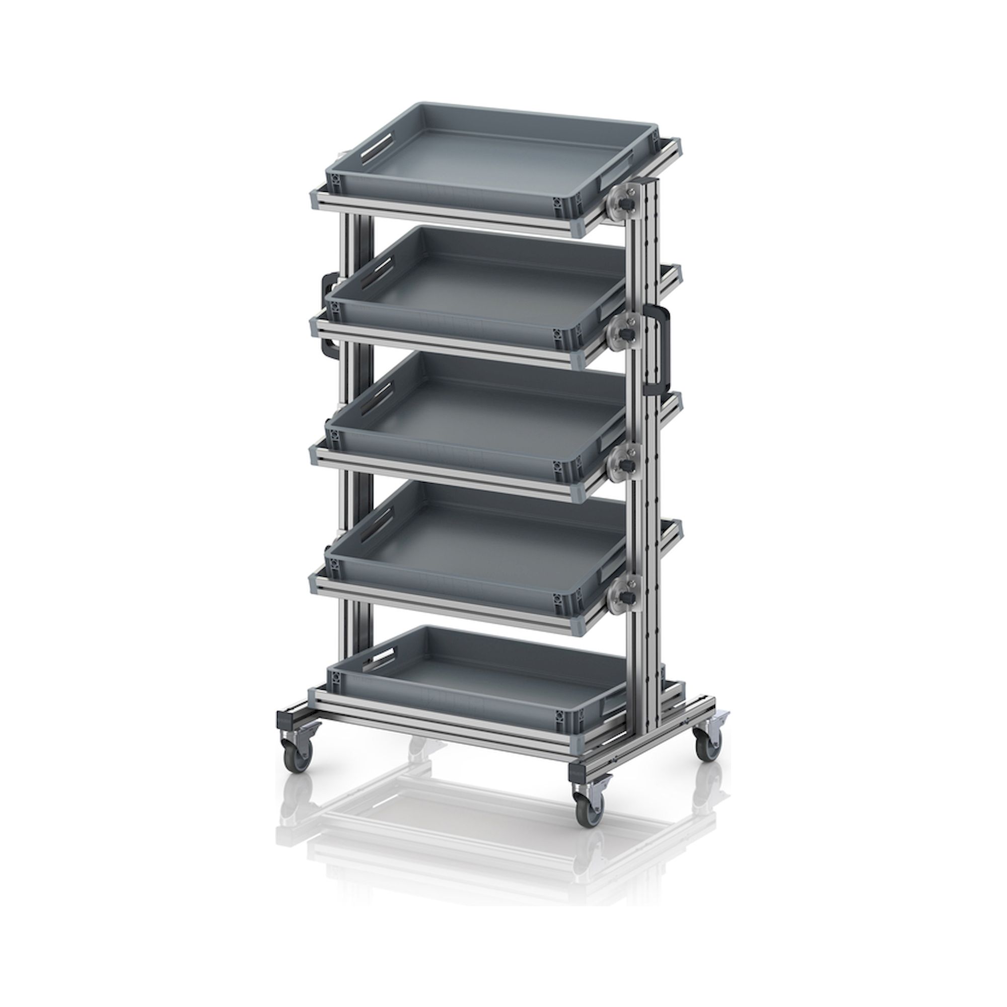 EG SWN 134 6475. Systemwagen für Eurobehälter 60 x 40 Höhe 134 cm, neigbar, 83,4x55x134,6 cm