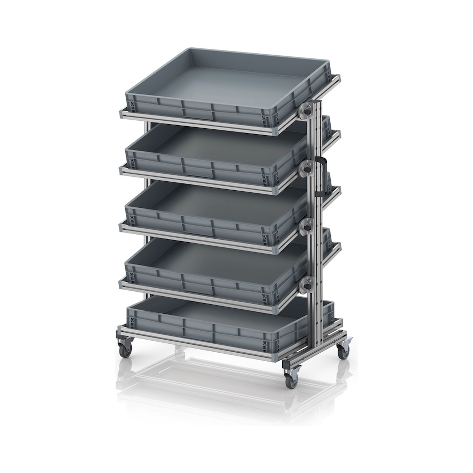 EG SWN 134 8612. Systemwagen für Eurobehälter 80 x 60 Höhe 134 cm, neigbar, 83,4x55x134,6 cm