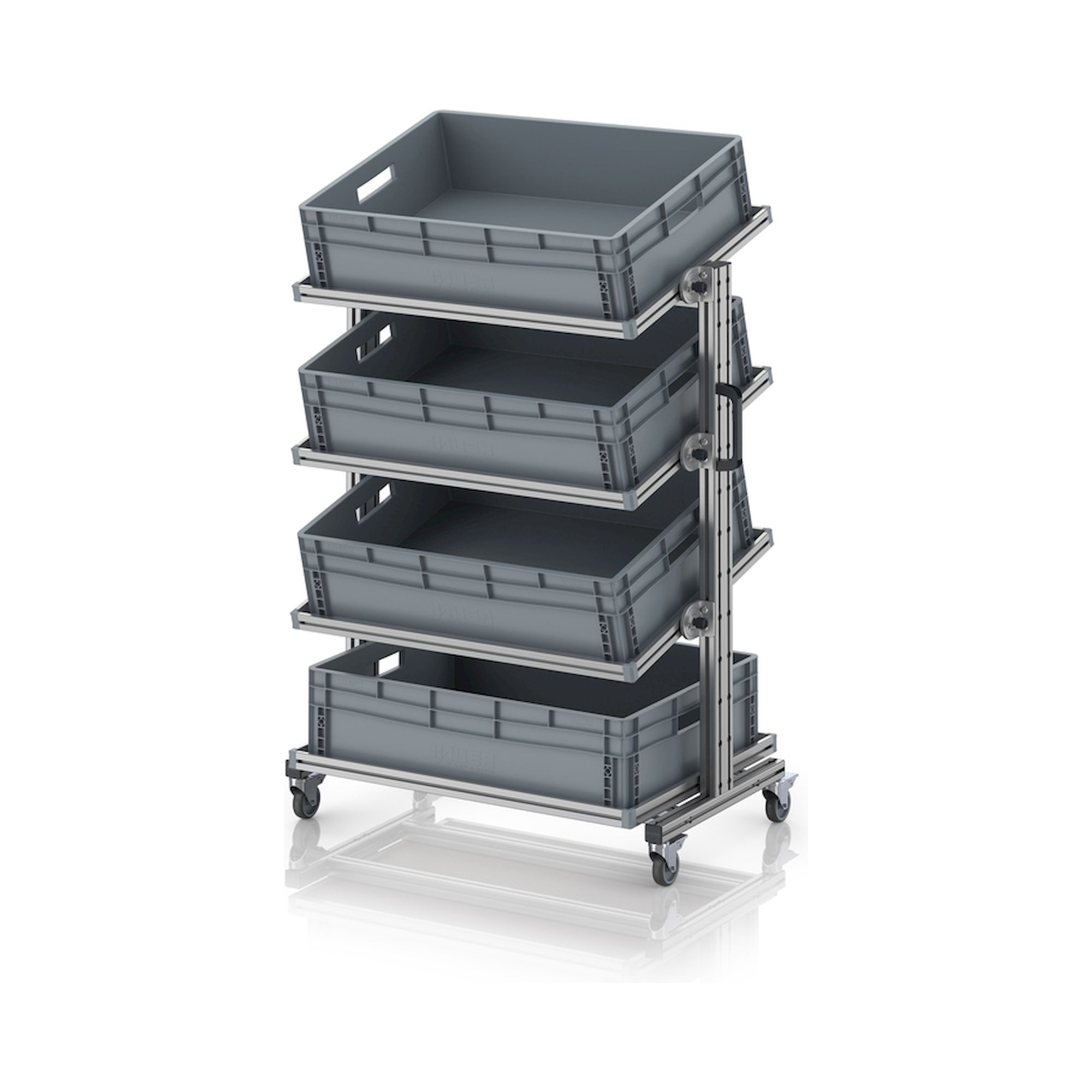 EG SWN 134 8622. Systemwagen für Eurobehälter 80 x 60 Höhe 134 cm, neigbar, 83,4x55x134,6 cm