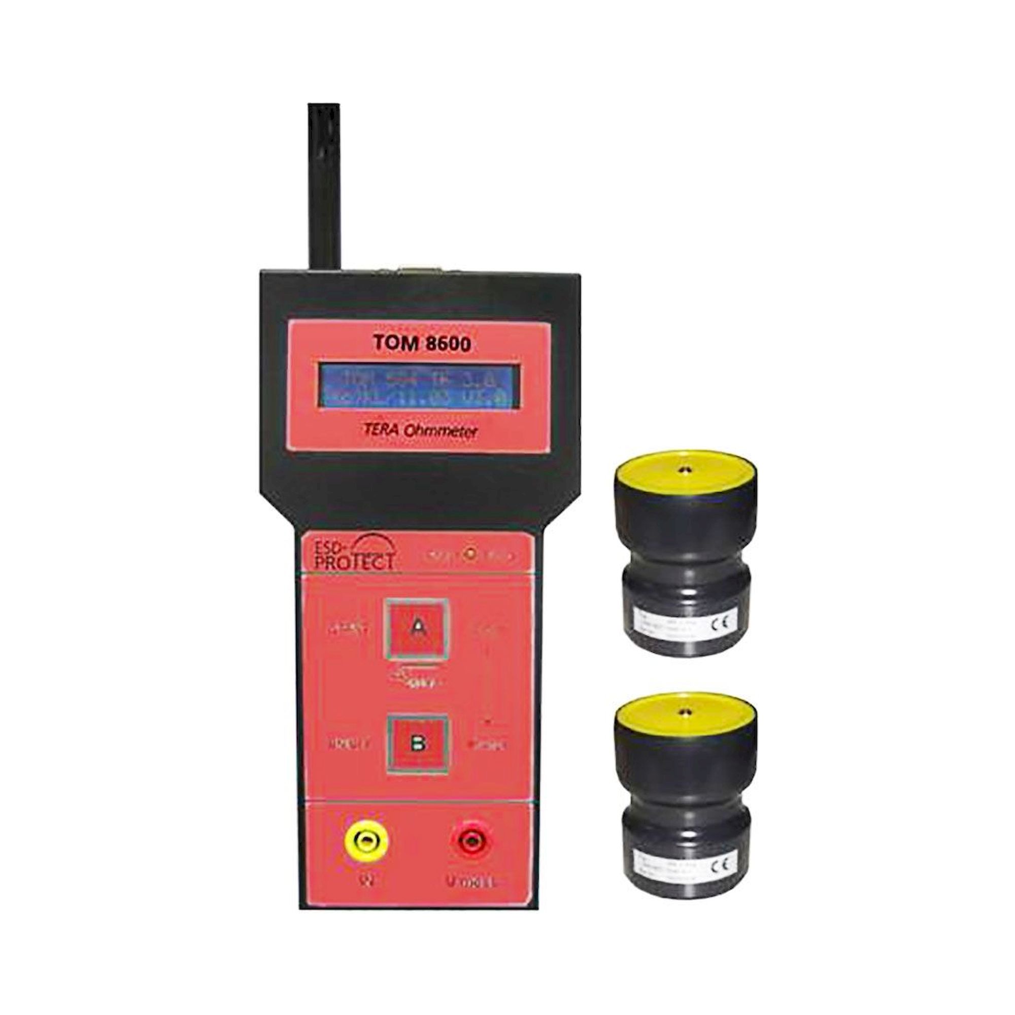 TERA-Ohmmeter TOM 8600-Set mit 2 Messelektroden zur Messung des Oberflächenwiderstandes sowie Feuchte- und Temperaturmessung