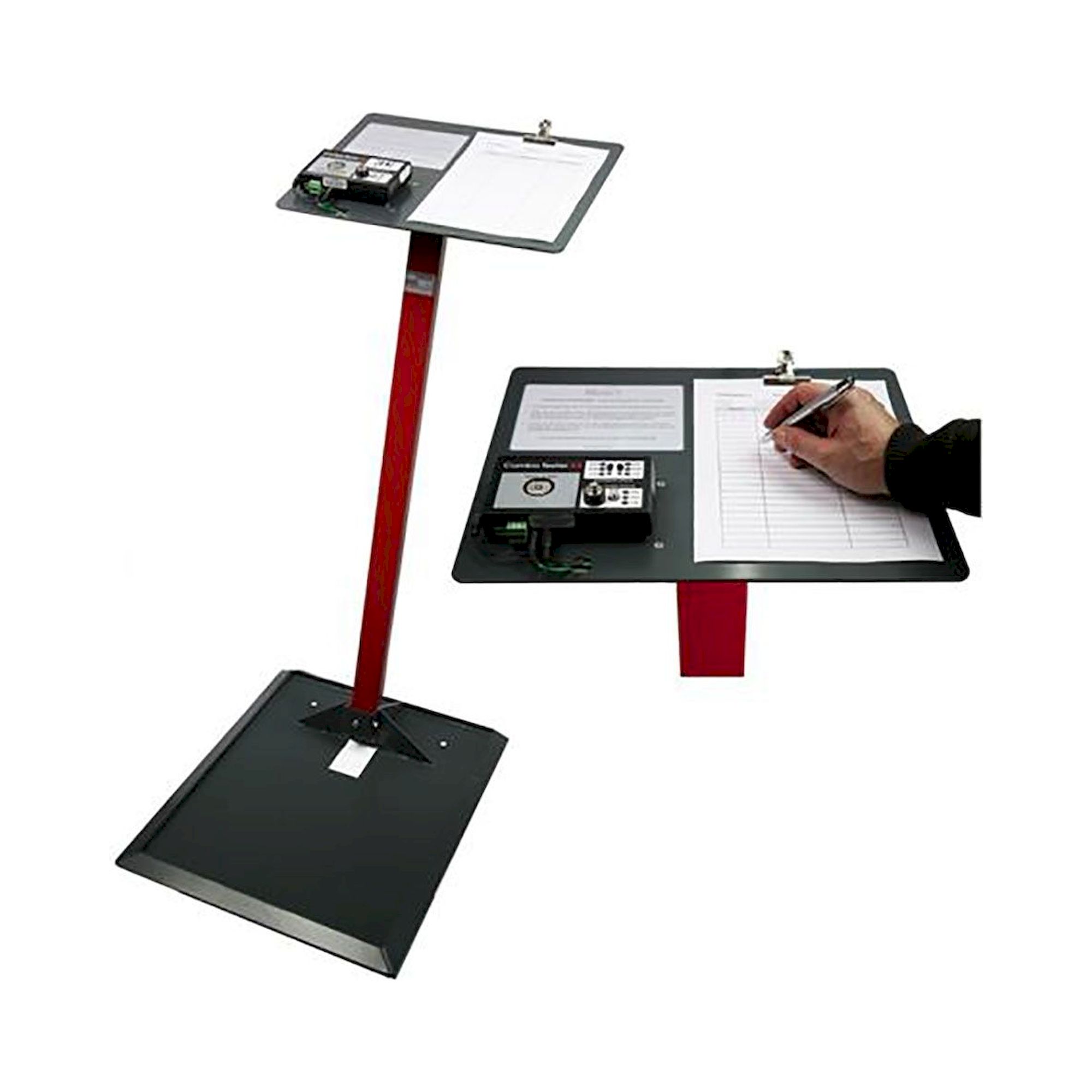 Ergonomischer Standfuß EP0206027 mit Halteplatte für ComboTester X3 und DIN A4 Klemmvorrichtung