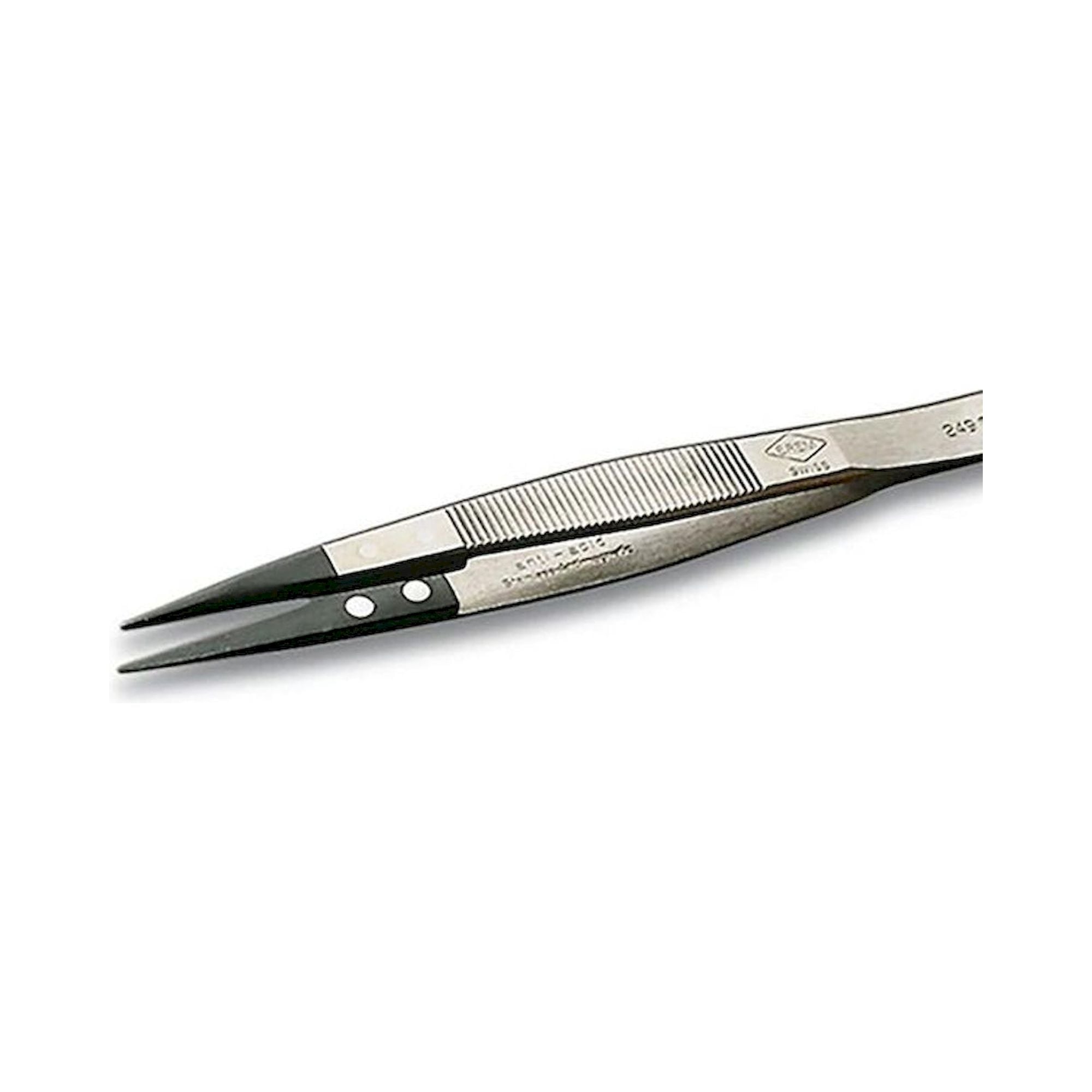 Weller Erem 249SA. Waver Erem 249SA Precision Tweezers with Pointed Synthetic Tips (PPS) and Serrated Finger Grips for Secure Handling