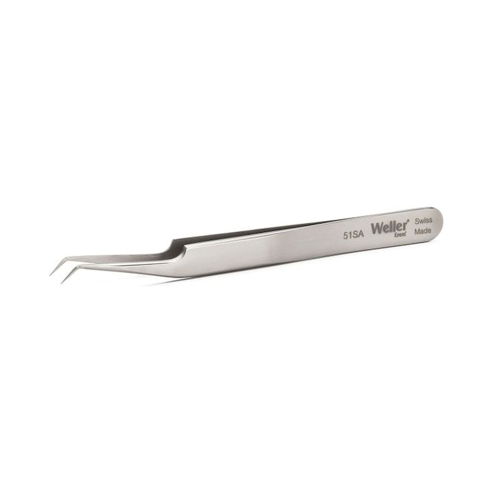 Weller Erem 51SA. Waver Erem 51SA Precision Tweezers, Curved 30°, Relieved, Pointed Tips