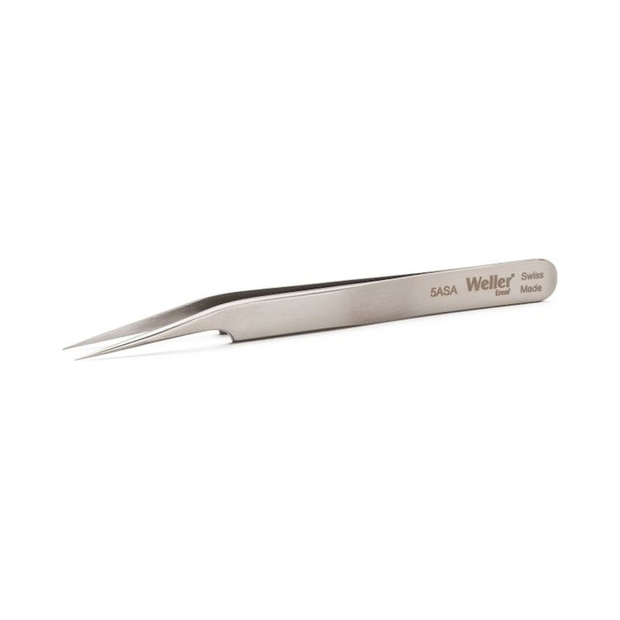 Weller Erem 5ASA. Waver Erem 5ASA Precision Tweezers Lightly Curved 15° Relieved For Applications In Biology, Medicine, Laboratory Technology And Microelectronics