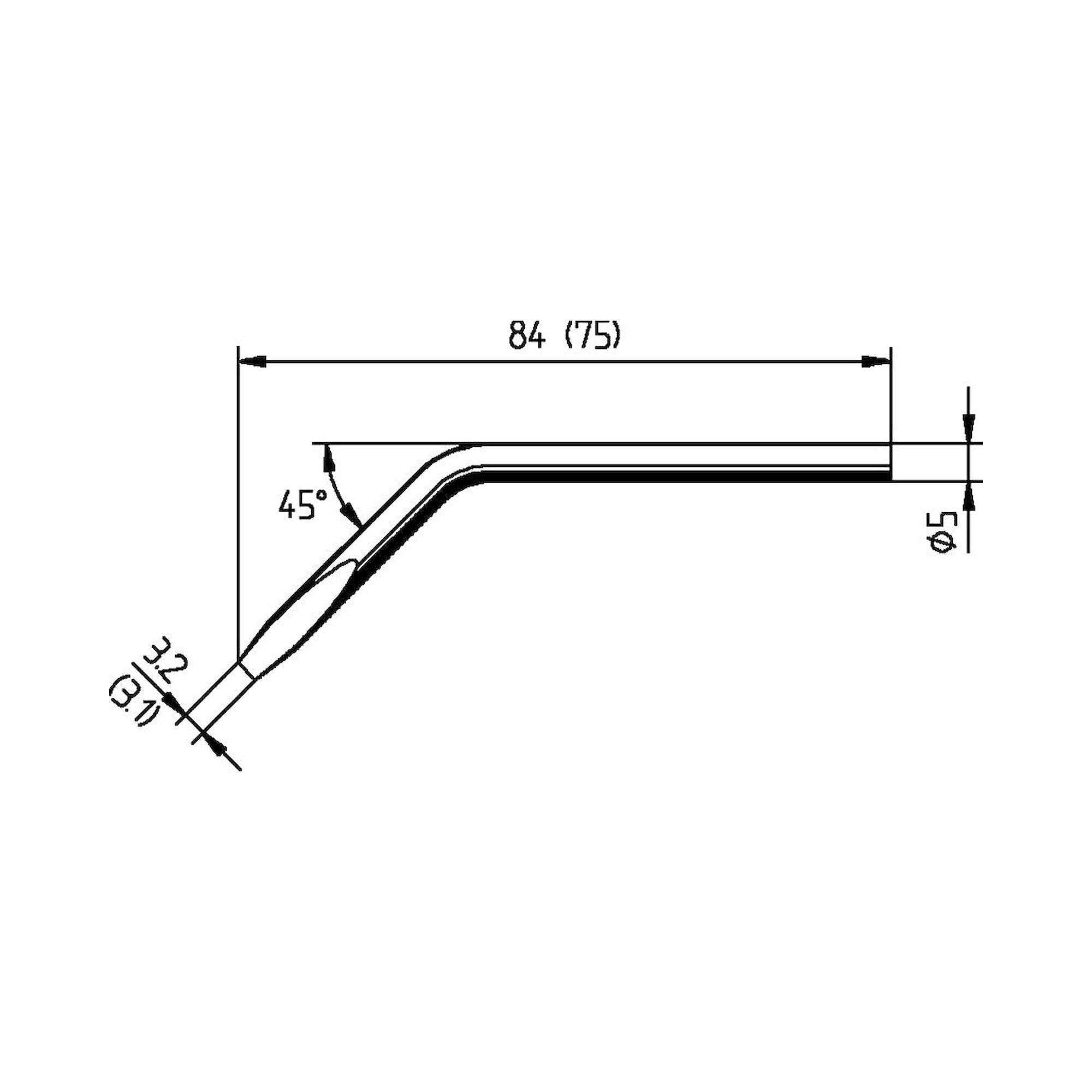 Ersadur Soldering Tip for ERSA 50 S, angled, chisel-shaped, 3.1 mm - Ersa 0052JD