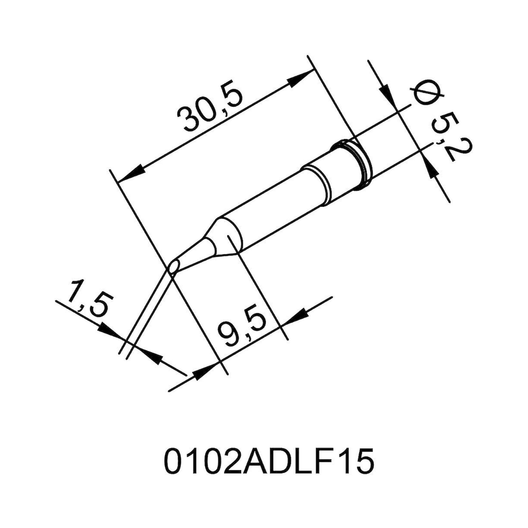 DUR Lötspitze für i-Tool, gerade, angeschrägt, 1,5 mm - Ersa 0102ADLF15