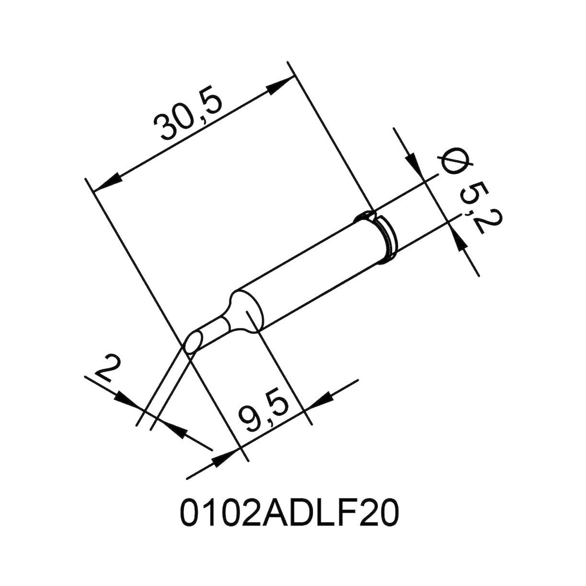Ersadur Lötspitze für i-Tool, gerade, angeschrägt, 2 mm - Ersa 0102ADLF20