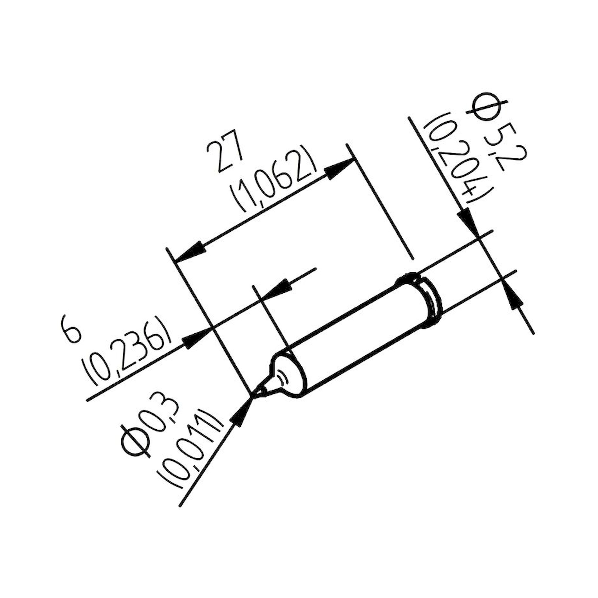 Ersadur permanent soldering tip for i-Tool, straight pencil-point, 0.3 mm - Ersa 0102PDLF03