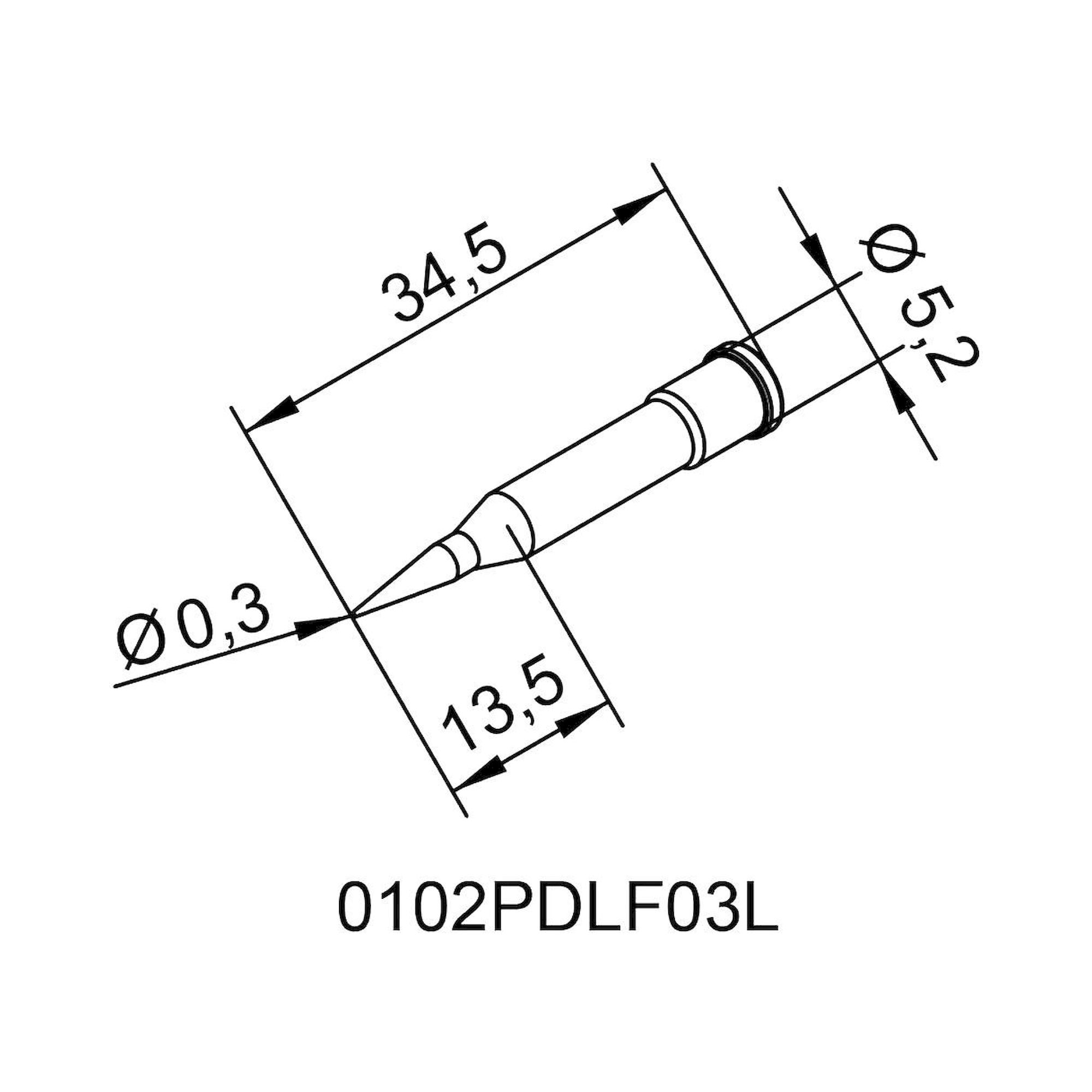 Ersadur Dauerlötspitze für i-Tool, gerade, bleistiftspitz, 0,3 mm verlängert - Ersa 0102PDLF03L