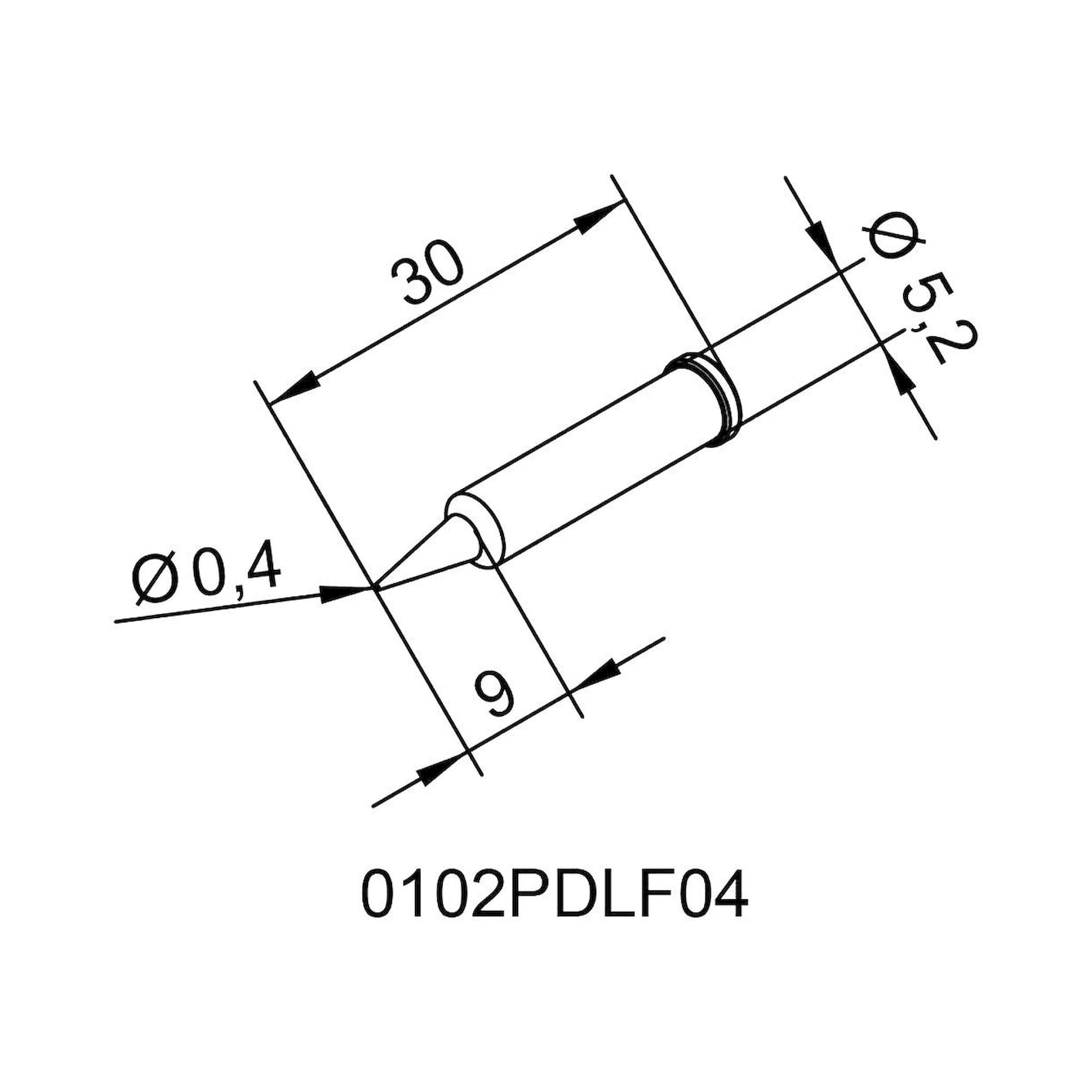 Ersadur-LF Dauerlötspitze i-Tool, gerade, bleistiftspitz, 0,4 mm - Ersa 0102PDLF04