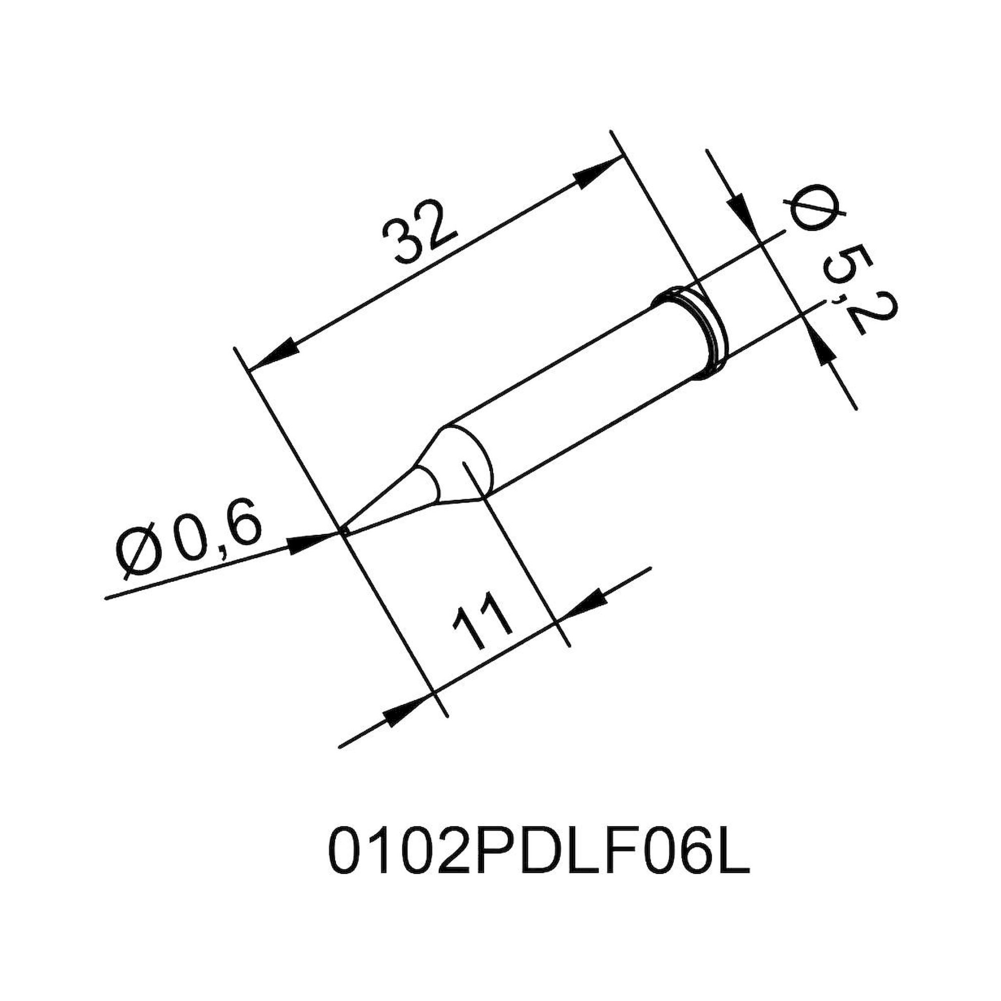Ersadur-LF Dauerlötspitze i-Tool, gerade, bleistiftspitz 0,6 mm verlängert - Ersa 0102PDLF06L