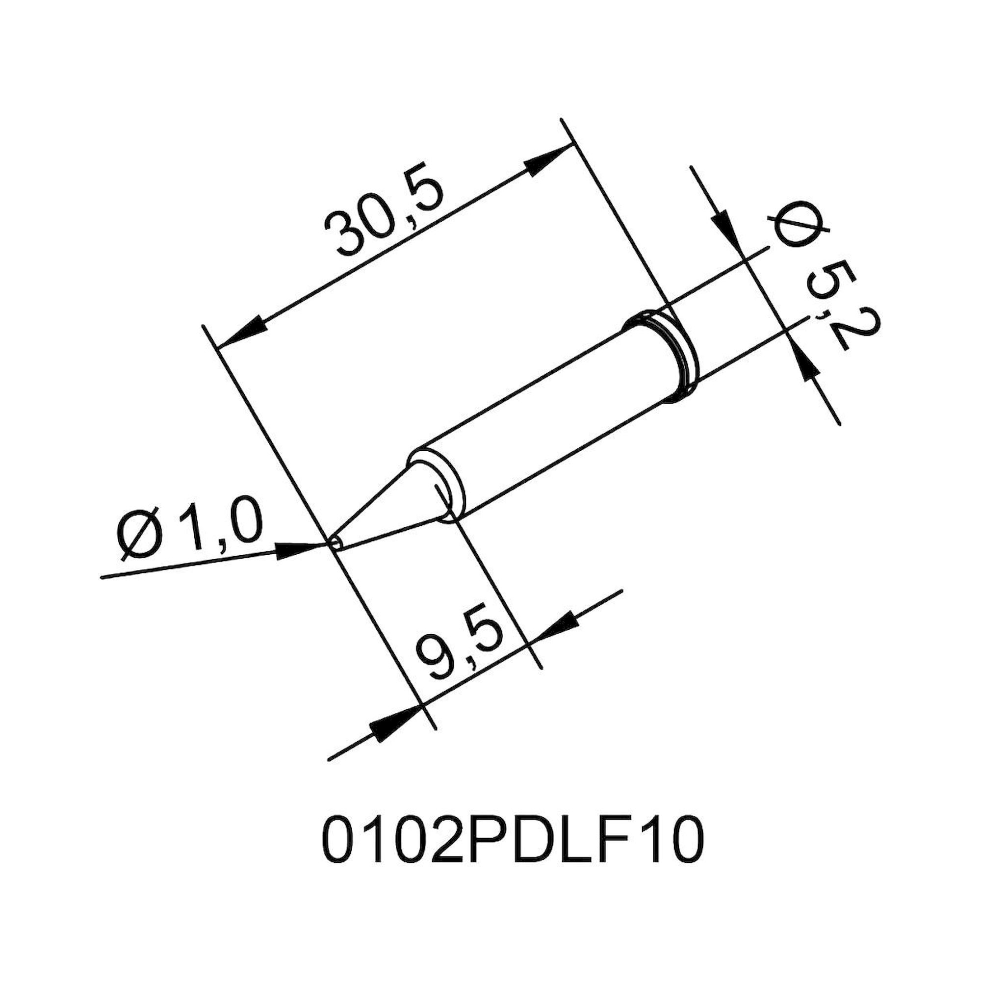 Ersadur Dauerlötspitze für i-Tool, gerade, bleistiftspitz, 1,0 mm - Ersa 0102PDLF10