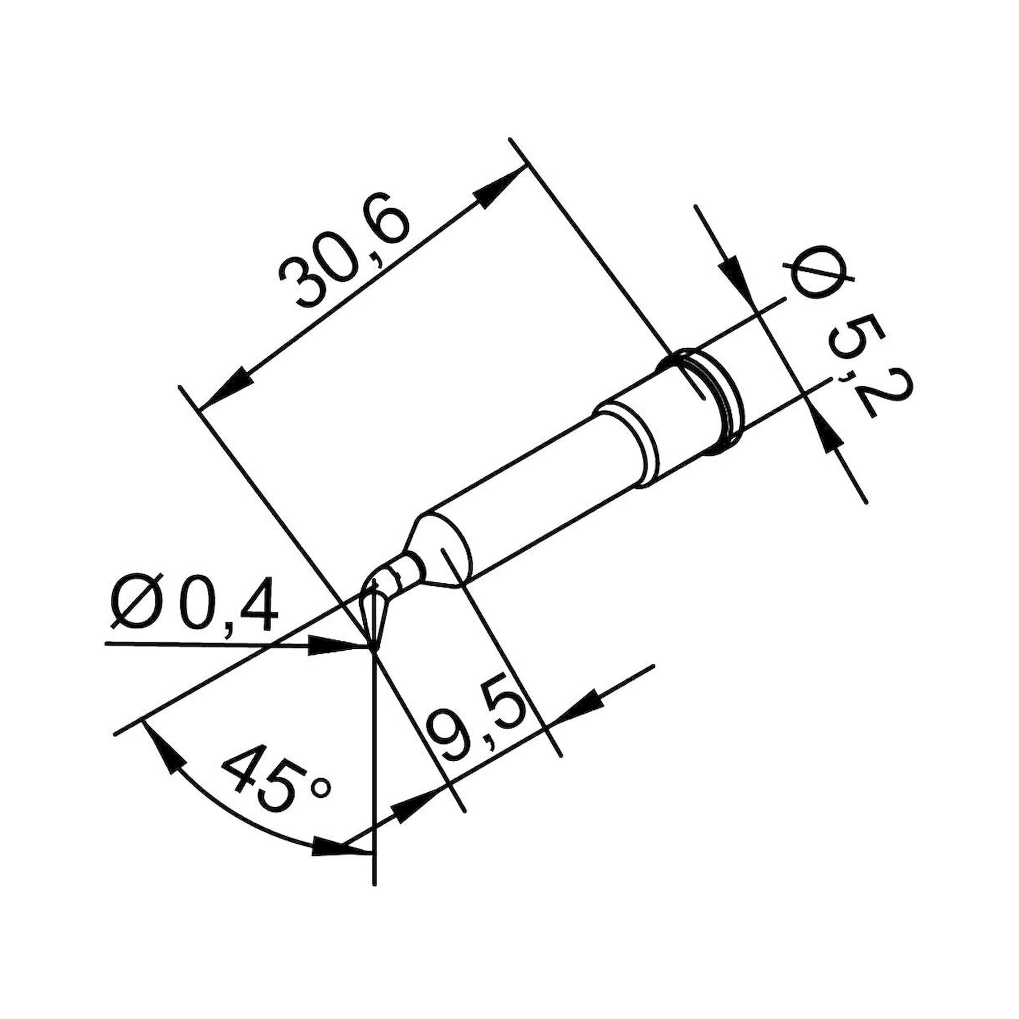 Ersadur-LF Soldering Tip for i-Tool, angled, pencil-point, 0.4 mm - Ersa 0102SDLF04