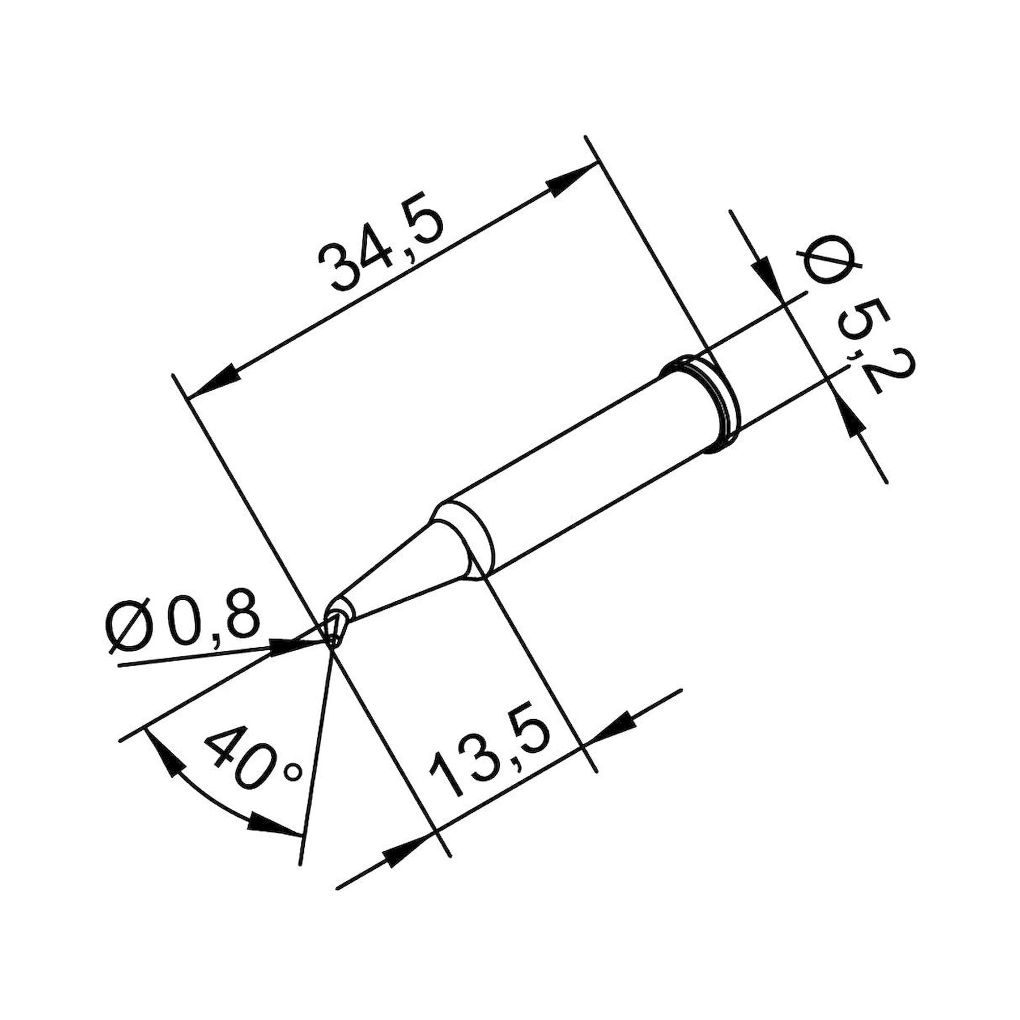 Panne à souder longue durée Ersadur-LF 0,8 mm, pointe crayon, courbée/allongée, pour i-Tool - Ersa 0102SDLF08L