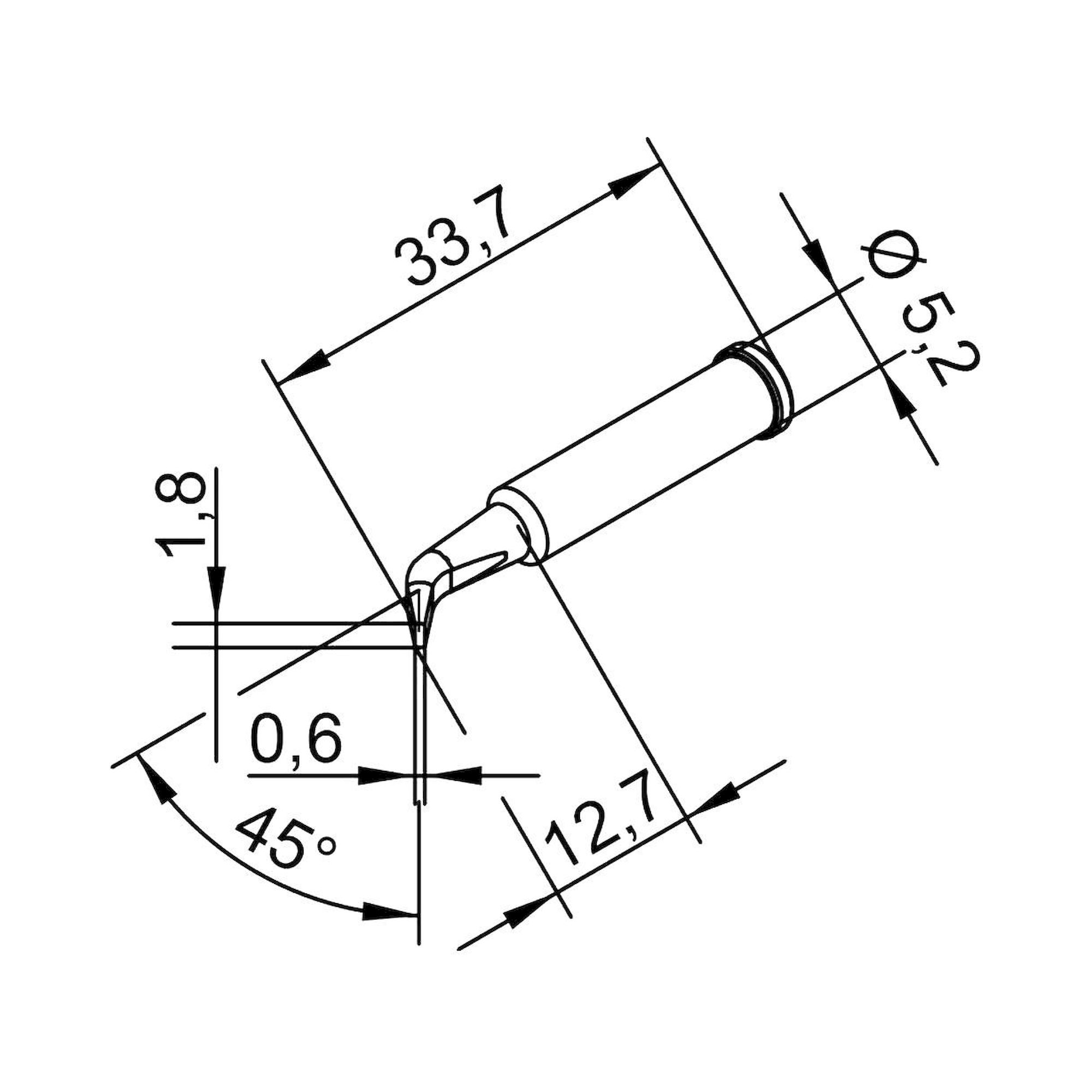 Panne longue durée i-Tool, courbée, en forme de burin, 1,8 mm, Ersadur-LF - Ersa 0102SDLF18
