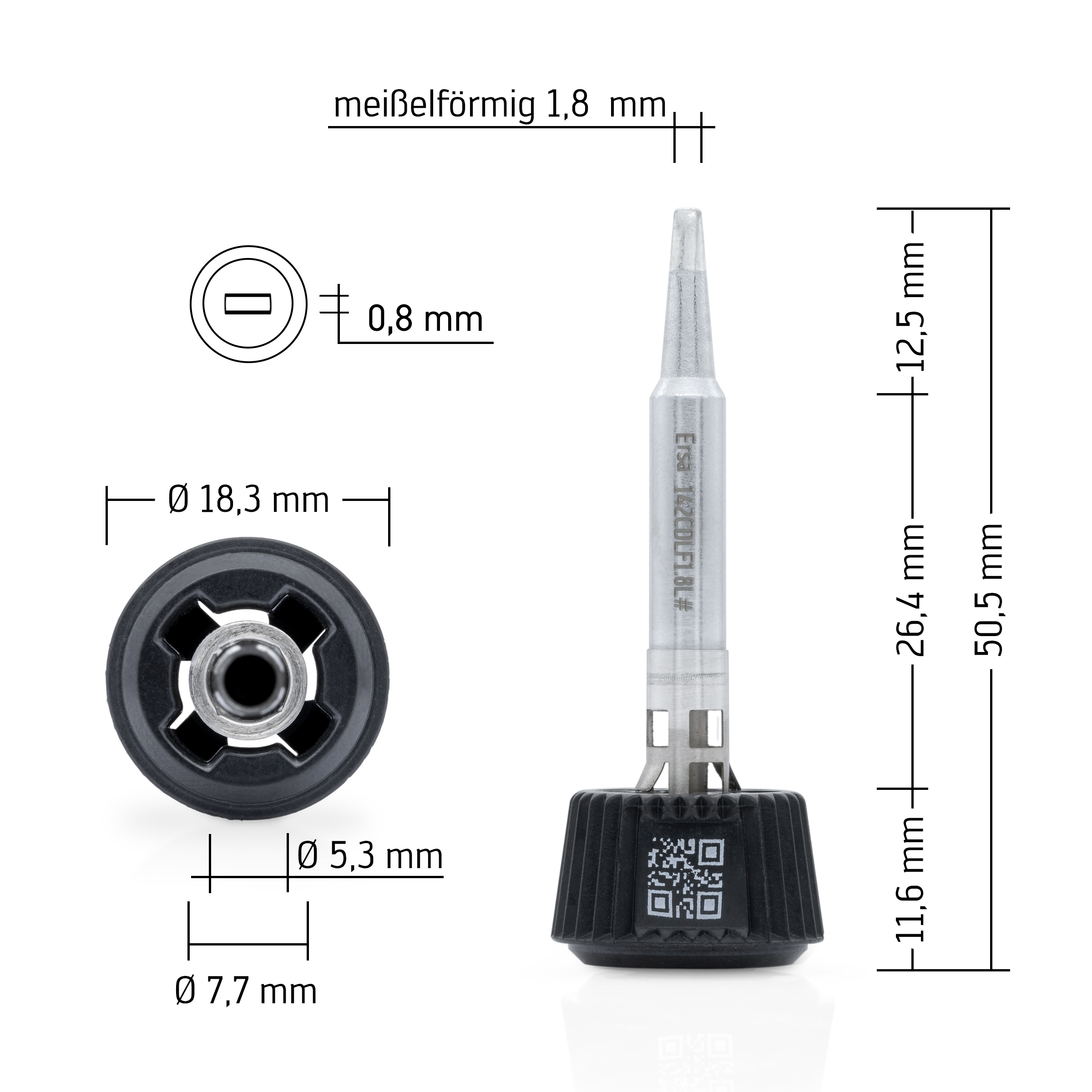 Ersadur Lötspitze i-Tool MK2 & Trace, meißelförmig 1,8 mm, verlängert - Ersa 0142CDLF18L