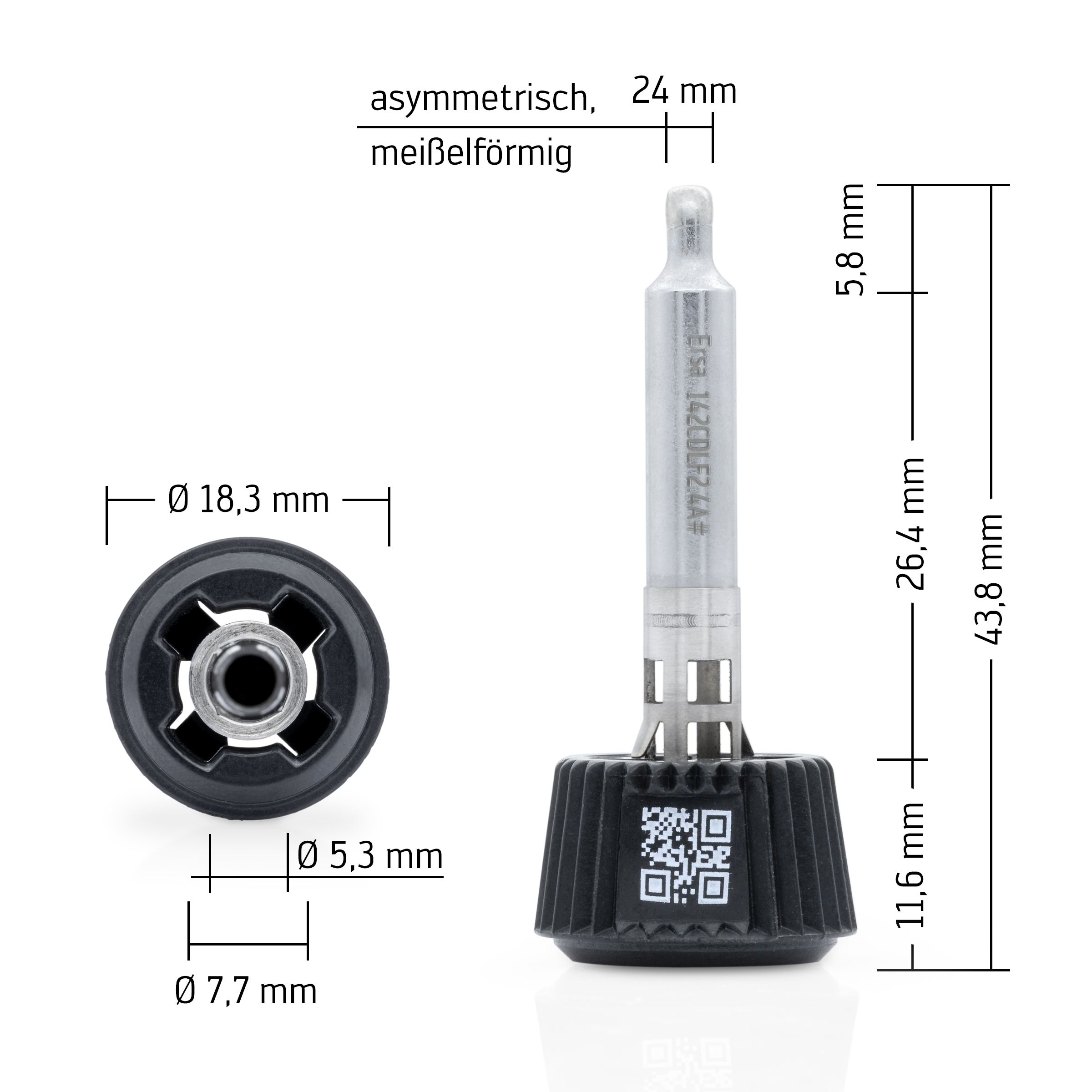 Ersadur Lötspitze i-Tool MK2 & Trace, meißelförmig asymmetrisch 2,4 mm - Ersa 0142CDLF24A