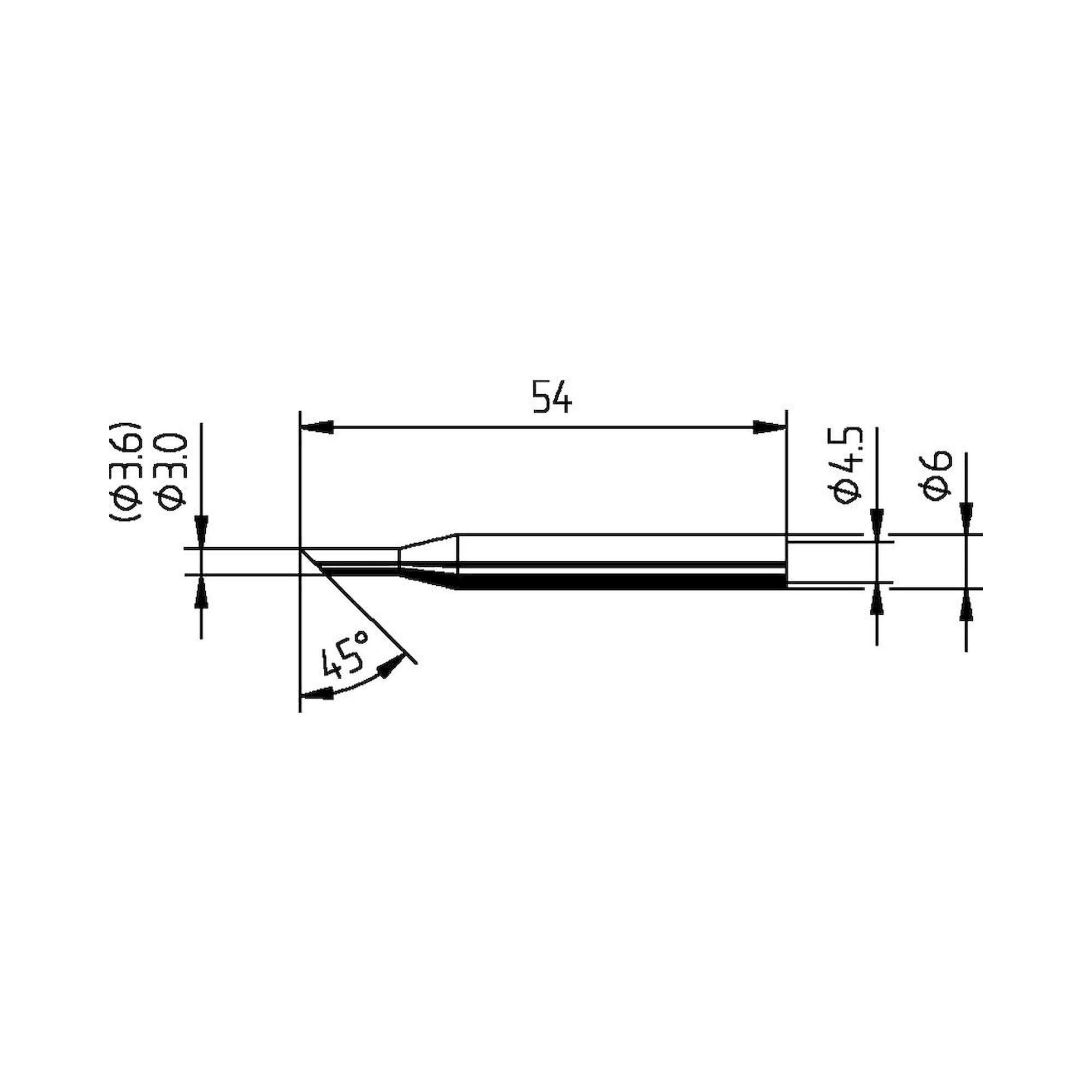 Ersadur Dauerlötspitze 3,6 mm, gerade, angeschrägt 45°, für Multitip C15 / Tip 260 - Ersa 0162LD