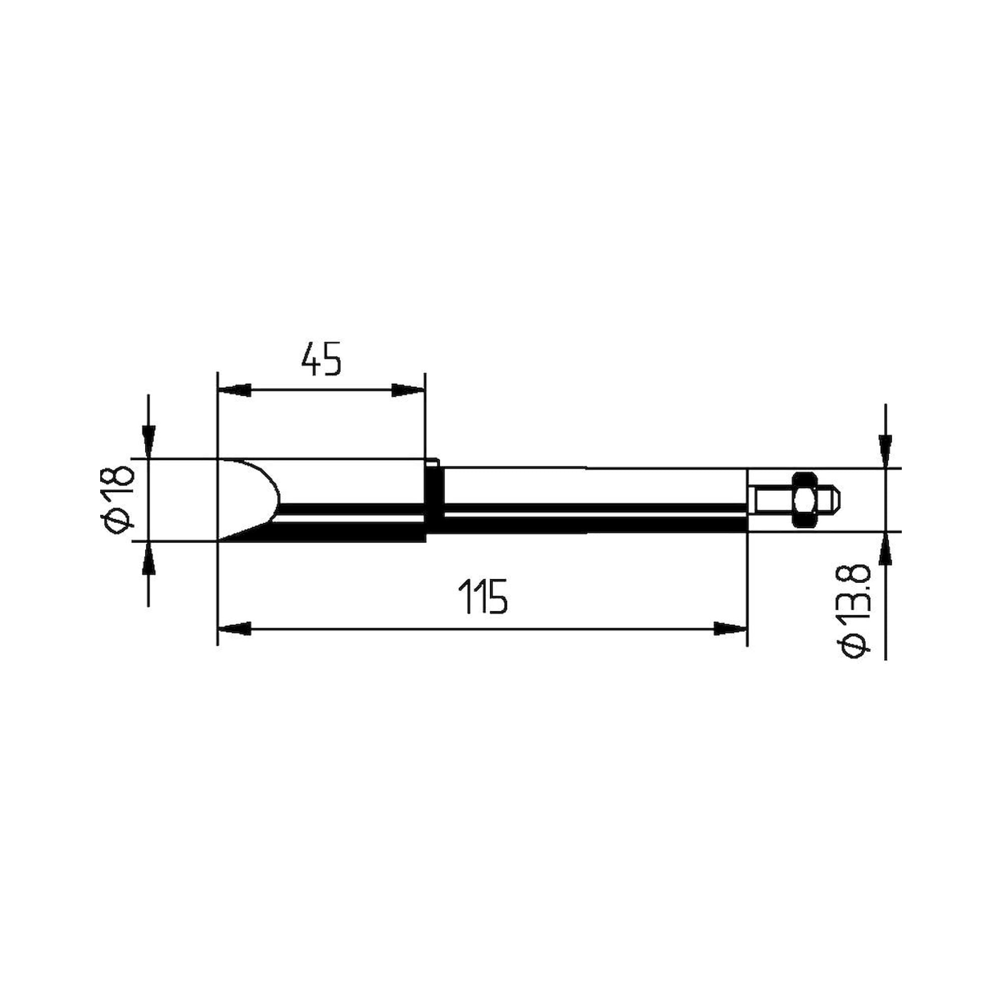 Panne à souder en forme de burin 18 mm, droite, nickelée, pour ERSA 200 - Ersa 0202MZ