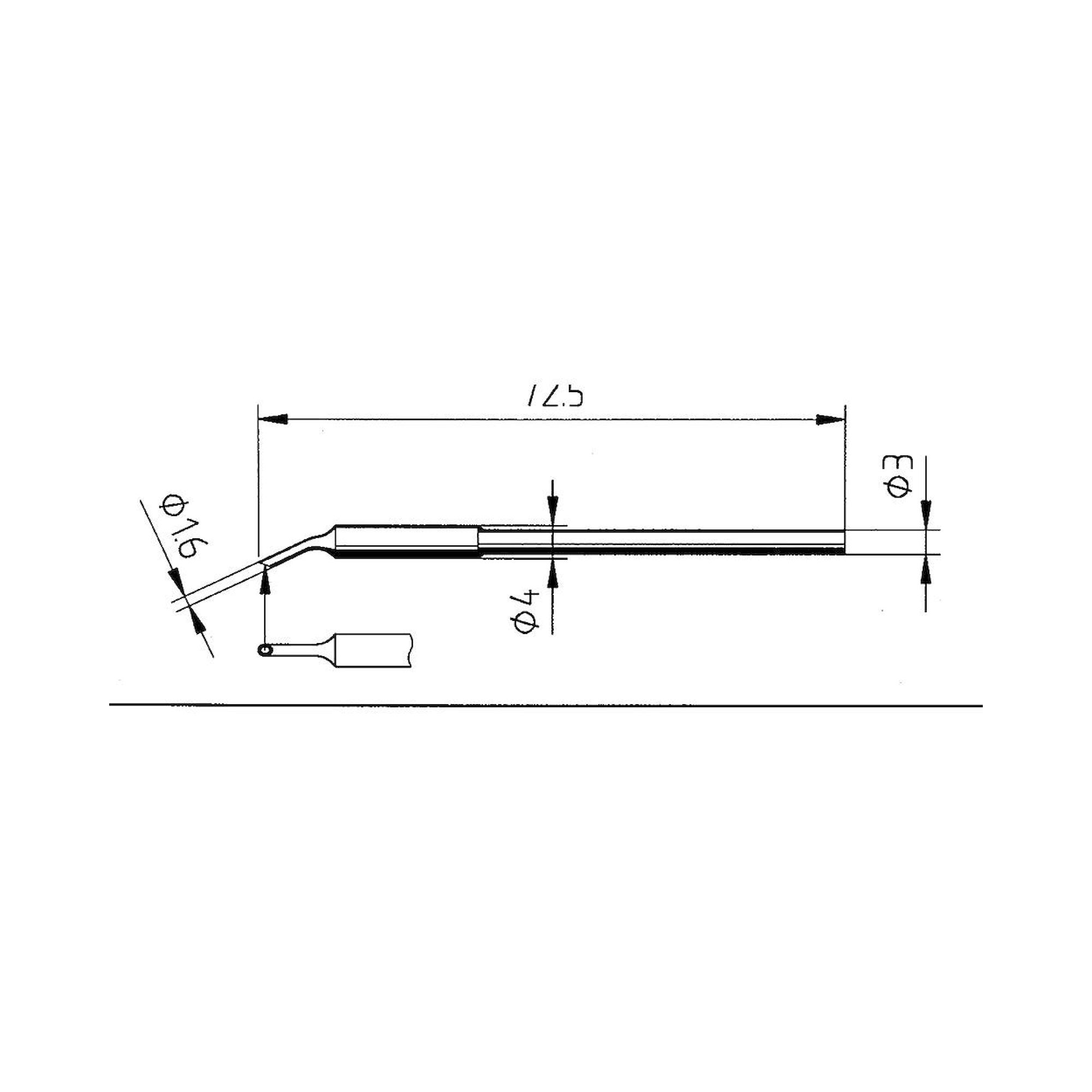 Panne à souder longue durée courbée, MiniMicroWell 1,6 mm - Ersa 0212WD