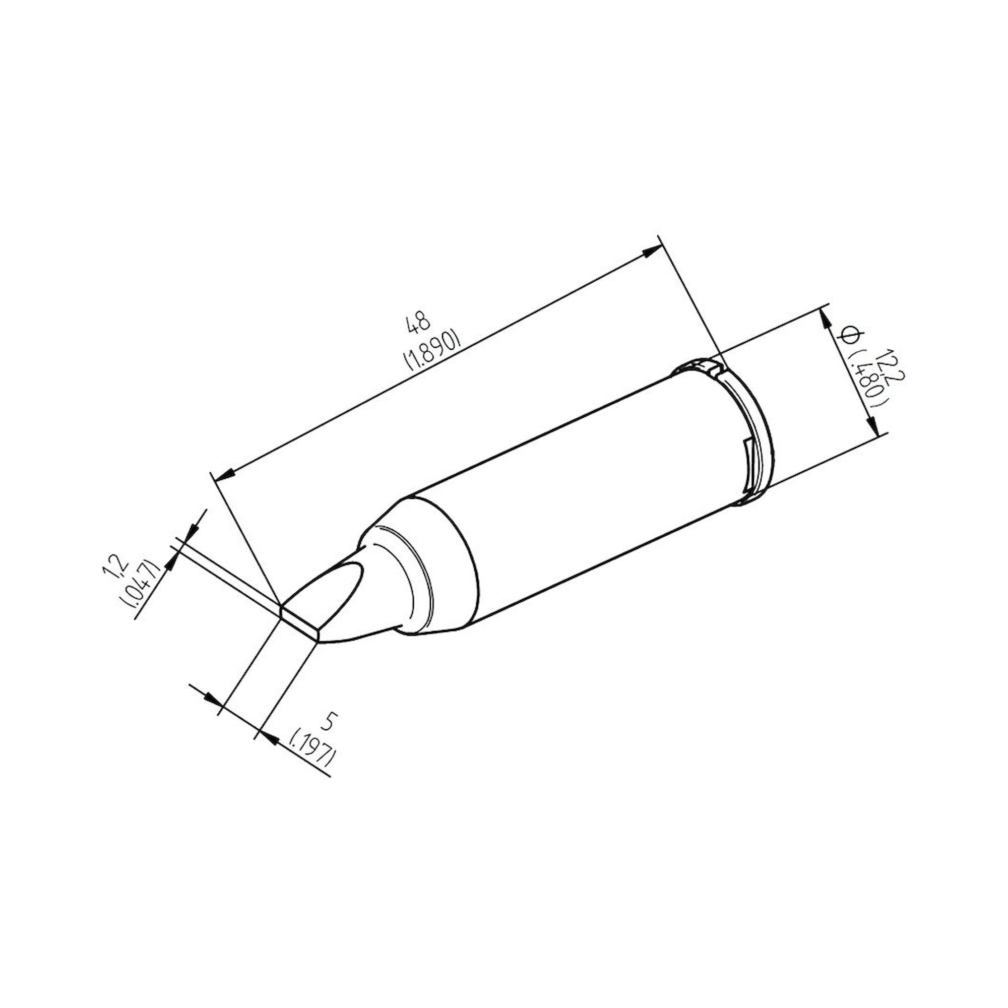 Ersadur-LF permanent soldering tip, straight, chisel-shaped, 5 mm, for HighPower-Tool - Ersa 0242CDLF50