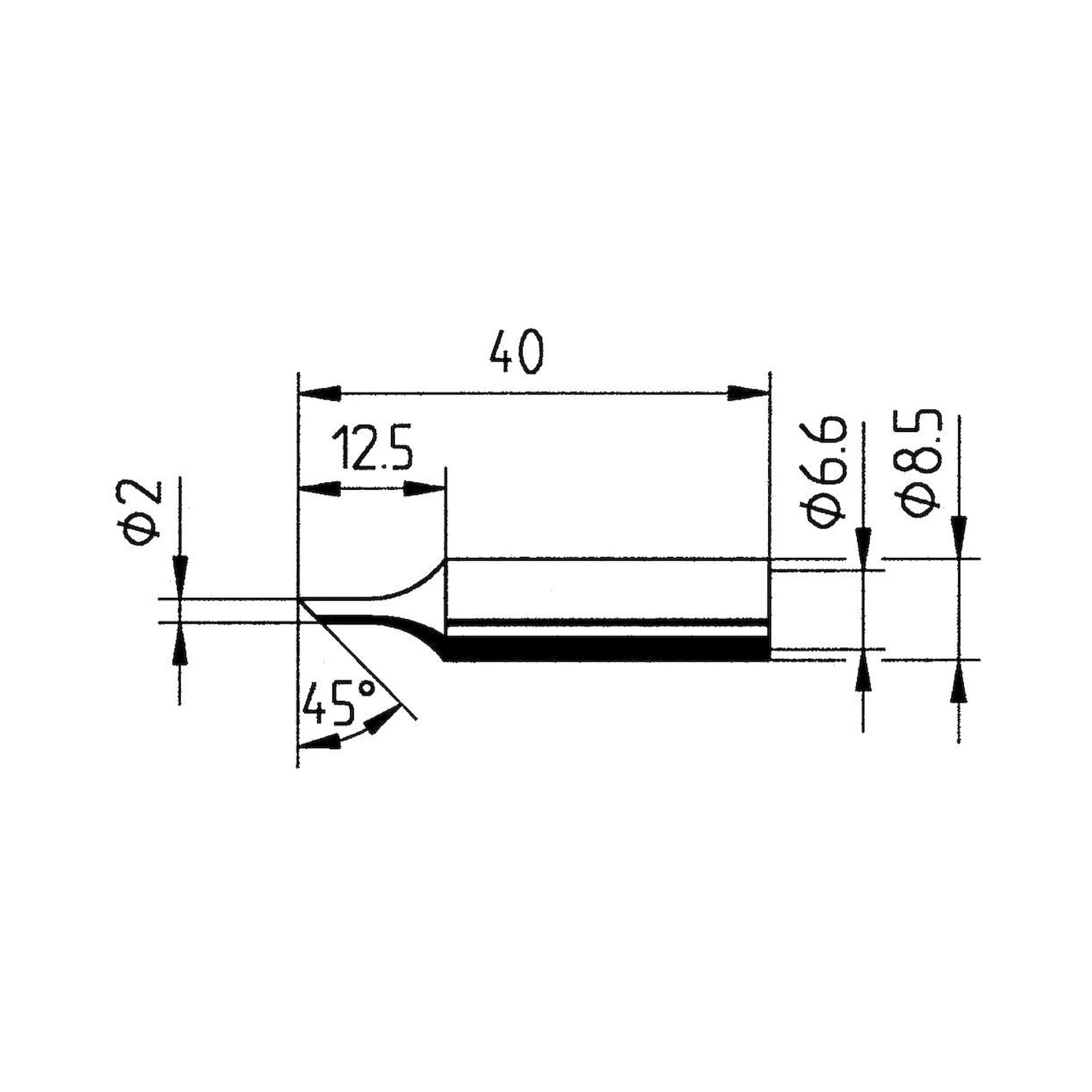 Ersadur-LF Dauerlötspitze, gerade, angeschrägt, 2,0 mm, Serie 832 - Ersa 0832FDLF