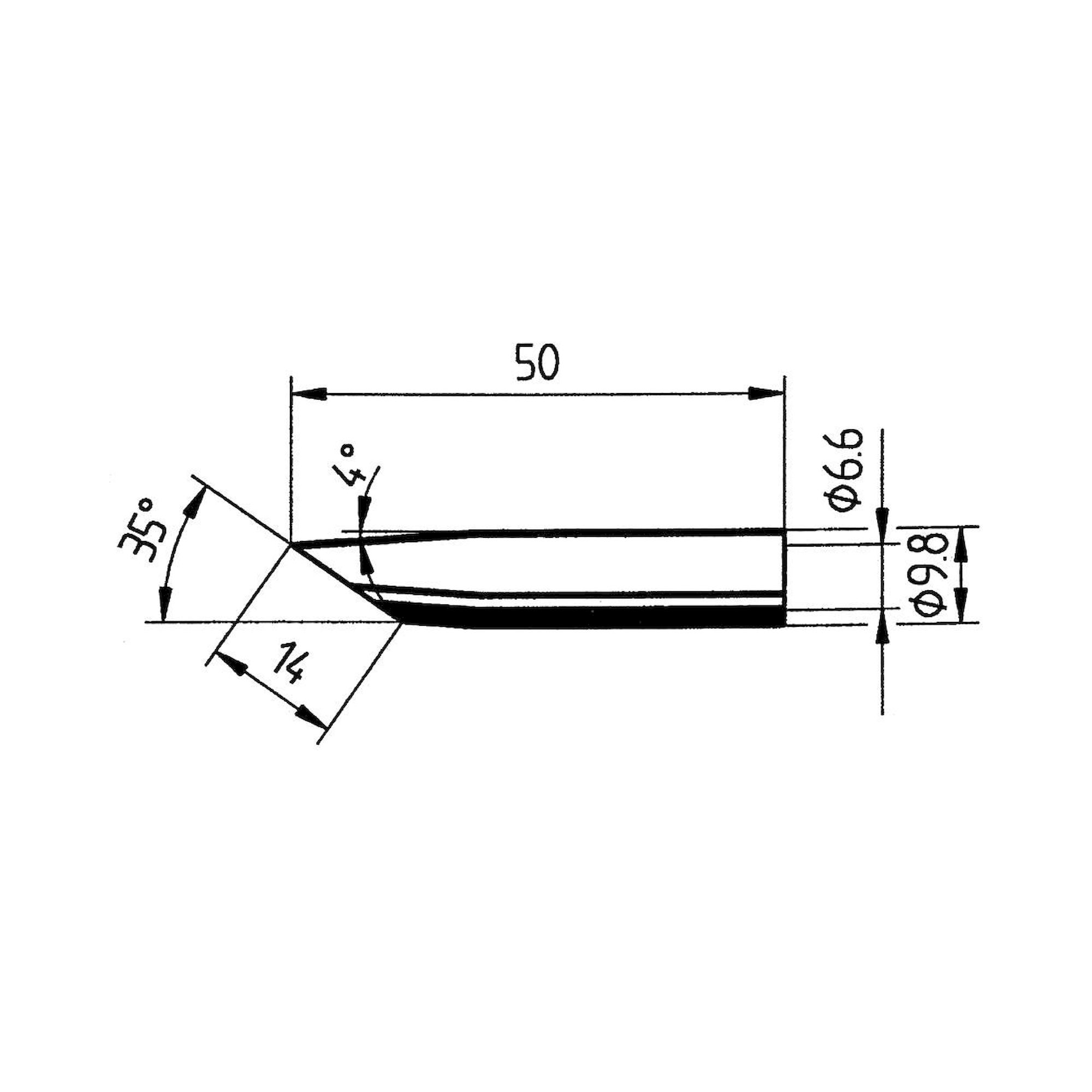 Ersadur-LF Long-Life Soldering Tip, straight, bevelled 35°, 14.0 mm - Ersa 0832GDLF