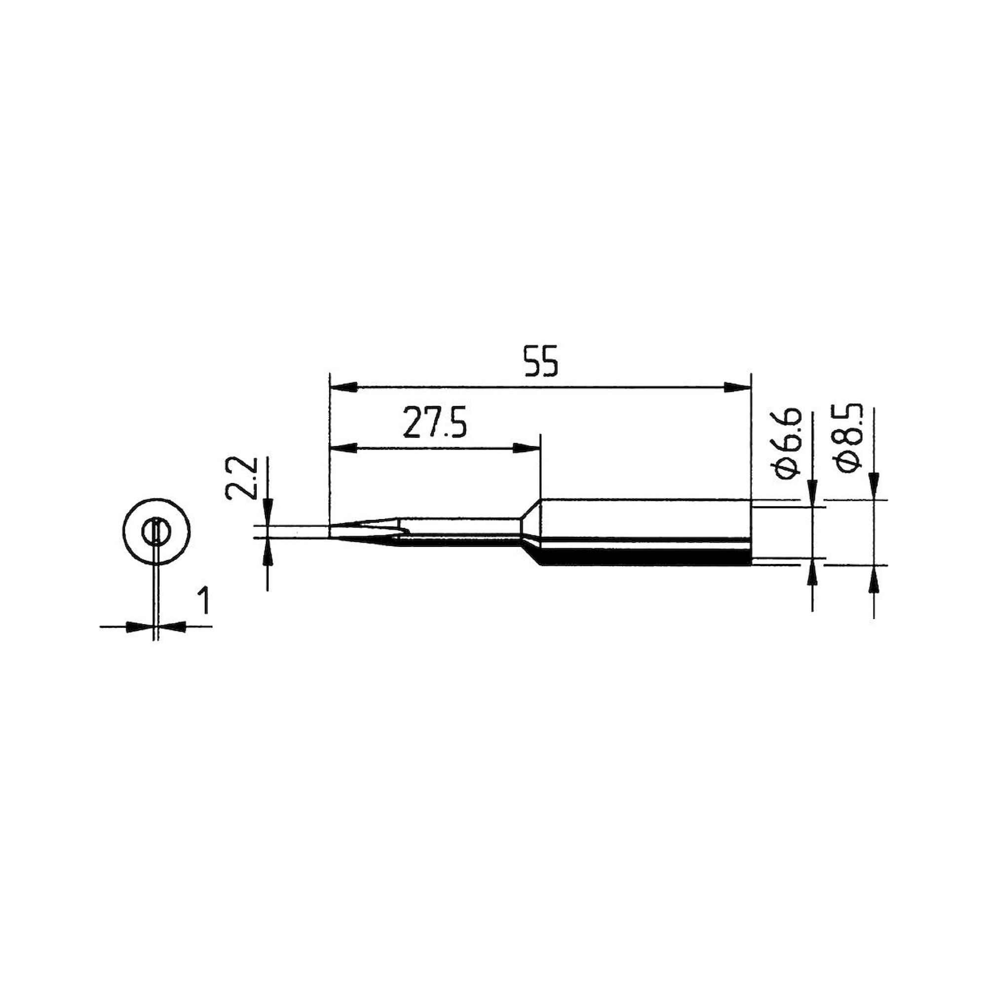 Ersadur Long-Life Soldering Tip, Chisel-Shaped, Straight, 2.2 mm - Ersa 0832KD