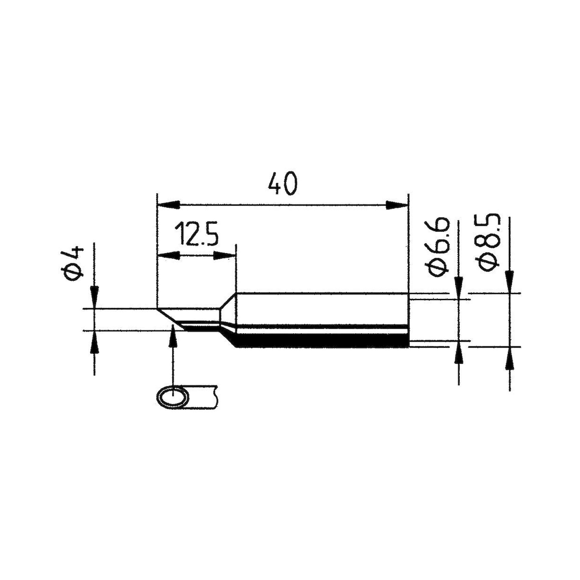 Ersadur Long-life Soldering Tip, PowerWell hollow profile, straight, 4.0 mm - Ersa 0832PW
