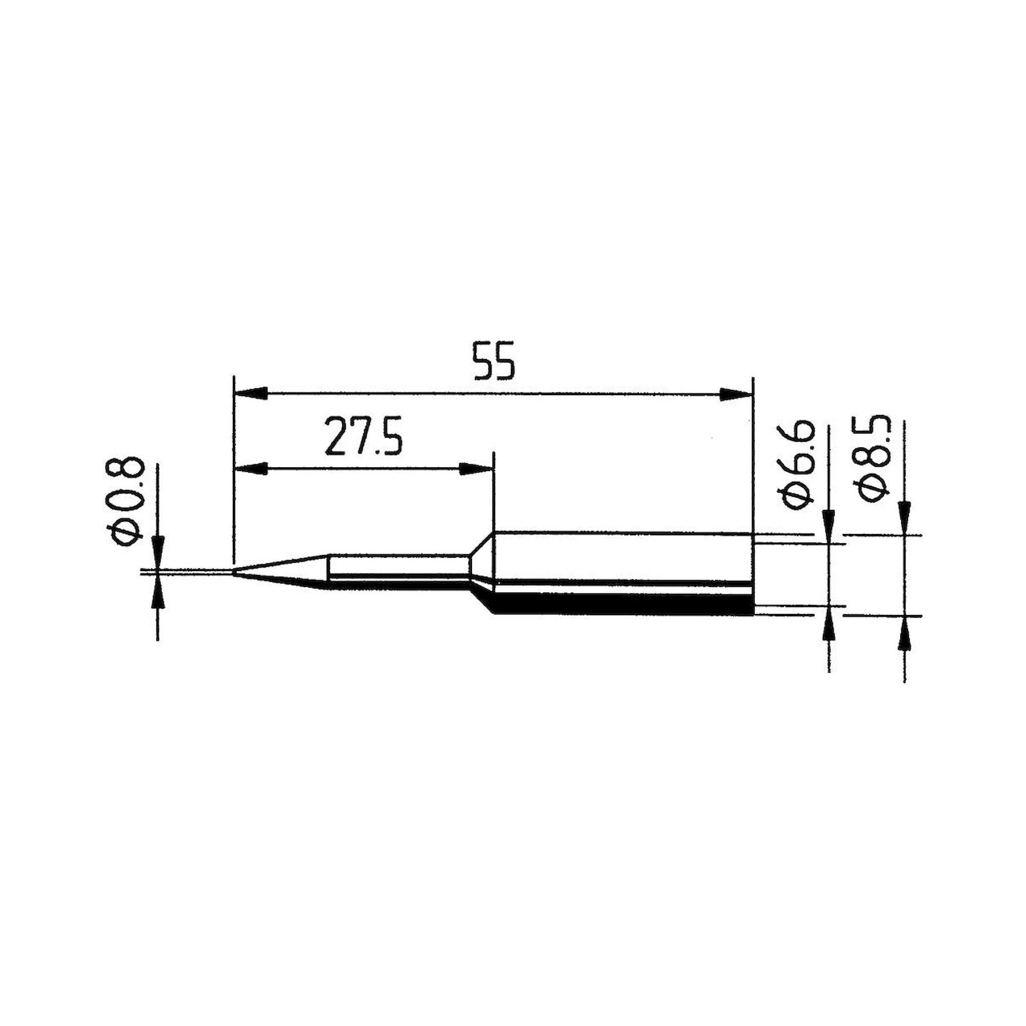 Ersadur Lötspitze, gerade, verlängert, bleistiftspitz, 0,8 mm - Ersa 0832SD