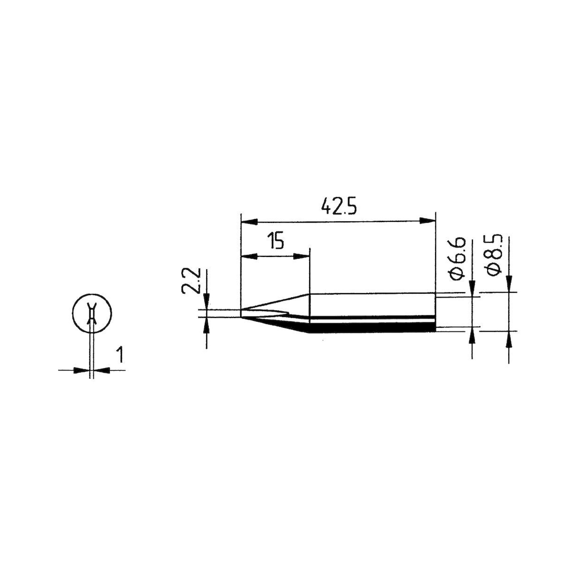 Ersadur-LF Soldering Tip, Straight, Chisel-Shaped, 2.2 mm - Ersa 0842CDLF