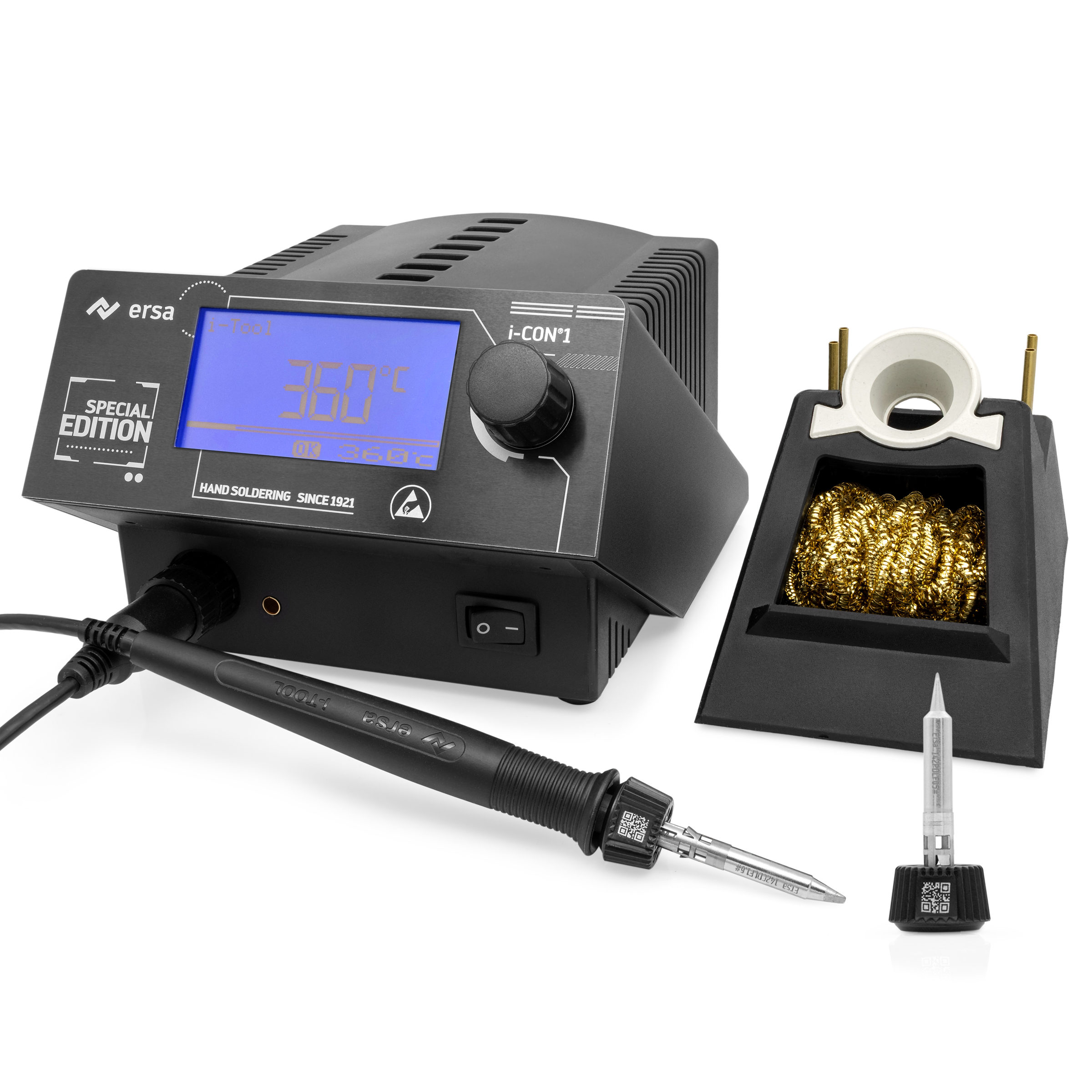 i-CON1 MK2 ESD Profi-Lötstation - Special Edition - 50-450°C mit 150W Lötkolben i-TOOL MK2 Tip’N’Turn - Spitzenwechsel antistatisch, Auto-Standby mit - Ersa 0IC1105A00075-S1