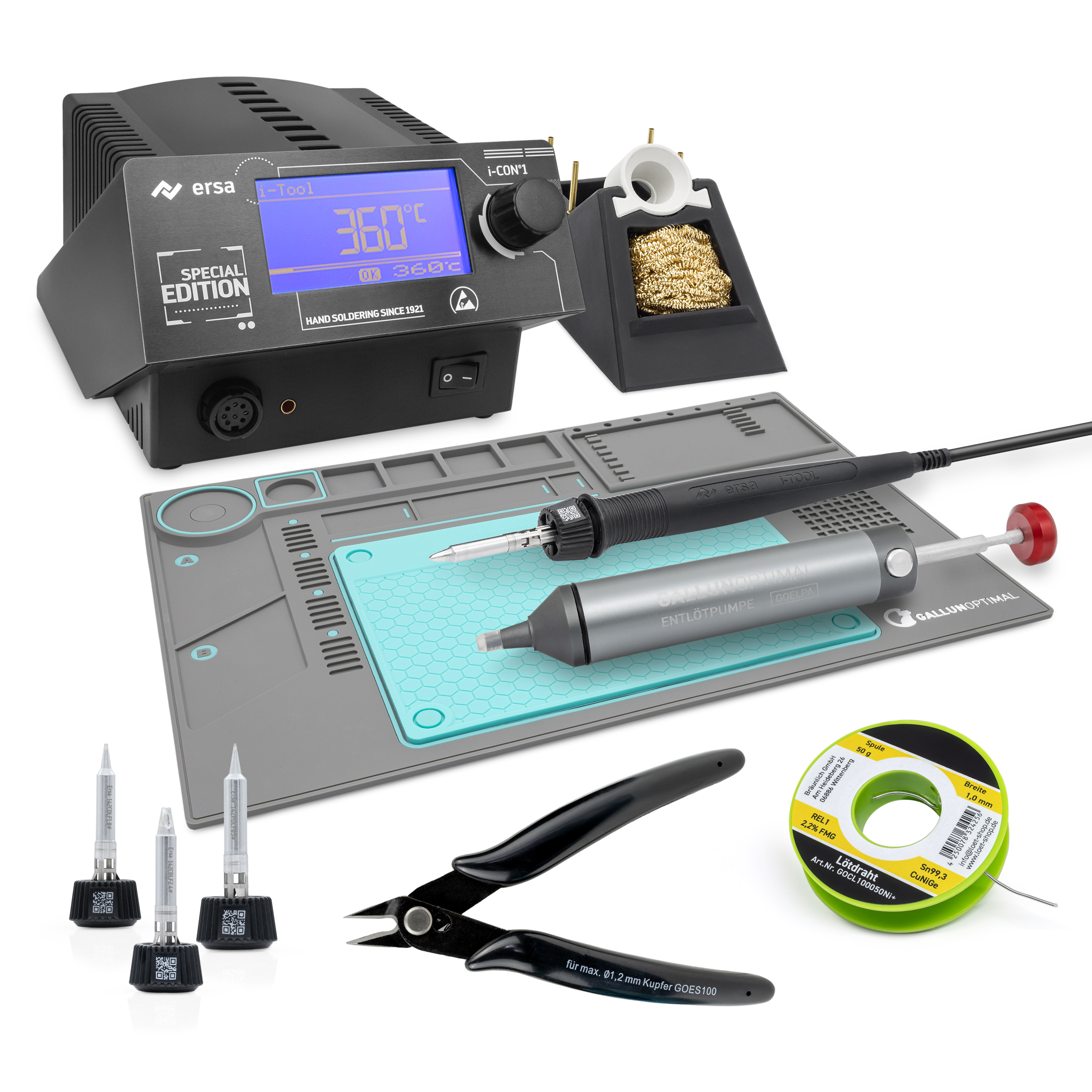 i-CON1 MK2 ESD Profi-Lötstation - Special Edition - Profi-Set - 50-450°C mit 150W Lötkolben i-TOOL MK2 Tip’N’Turn - Spitzenwechsel antistatisch, - Ersa 0IC1105A00075-S2