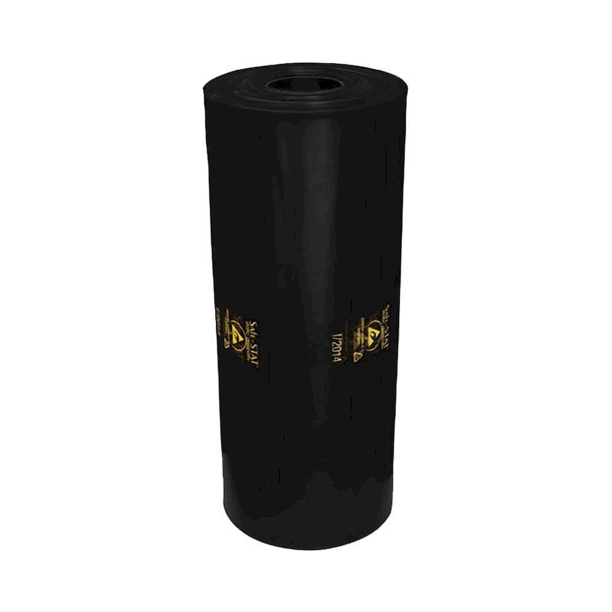 ESD tubular film black with ESD logo, width 200 mm, length 500 m