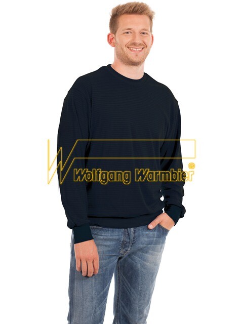 Sweat-shirt ESD manches longues col rond, noir, unisexe, 270 g/m² - Warmbier 2670.SS.BL