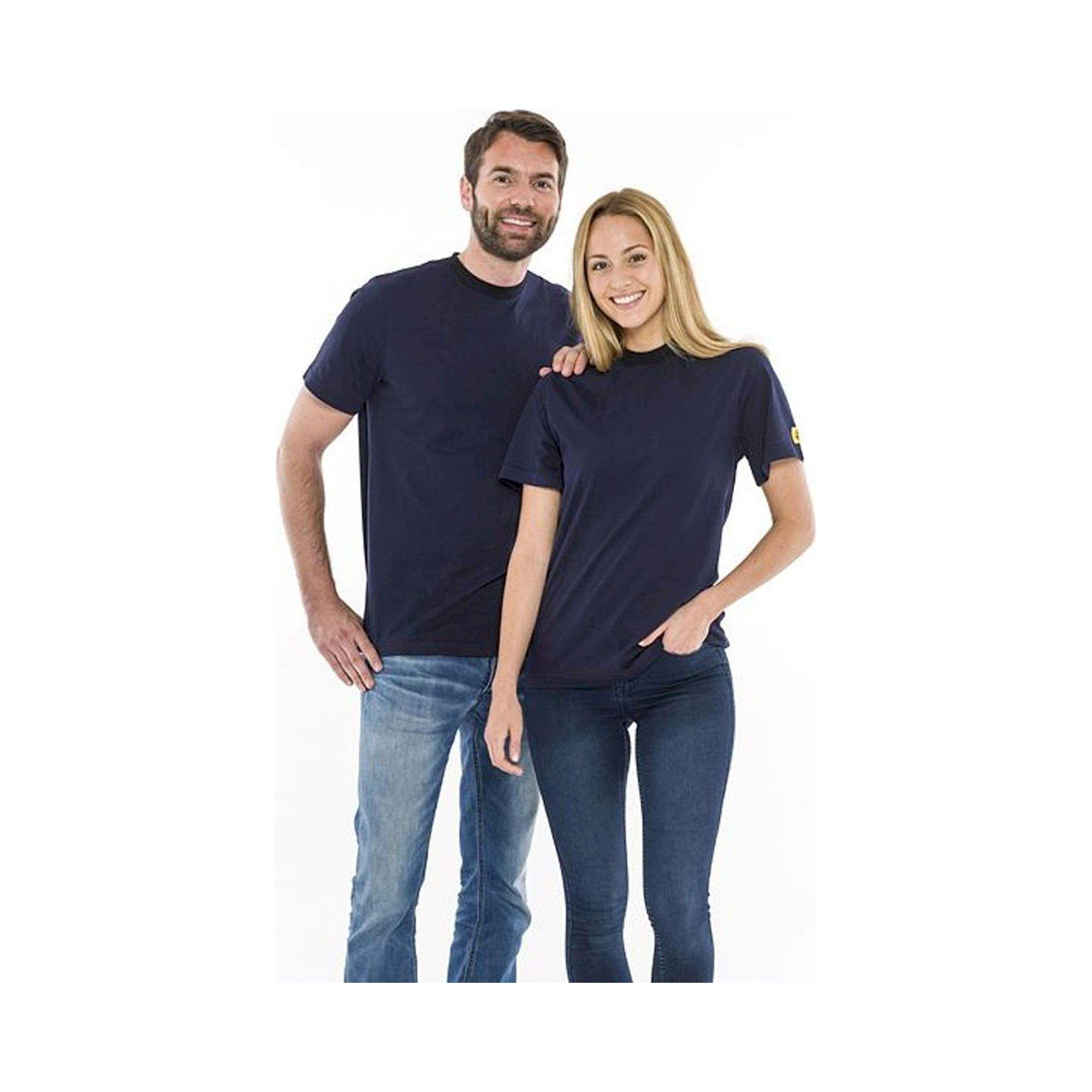 Safeguard SG-TS-NBSCH-150-K10-XS. ESD-T-Shirt rundhals navyblau/schwarz, 150g/m², XS