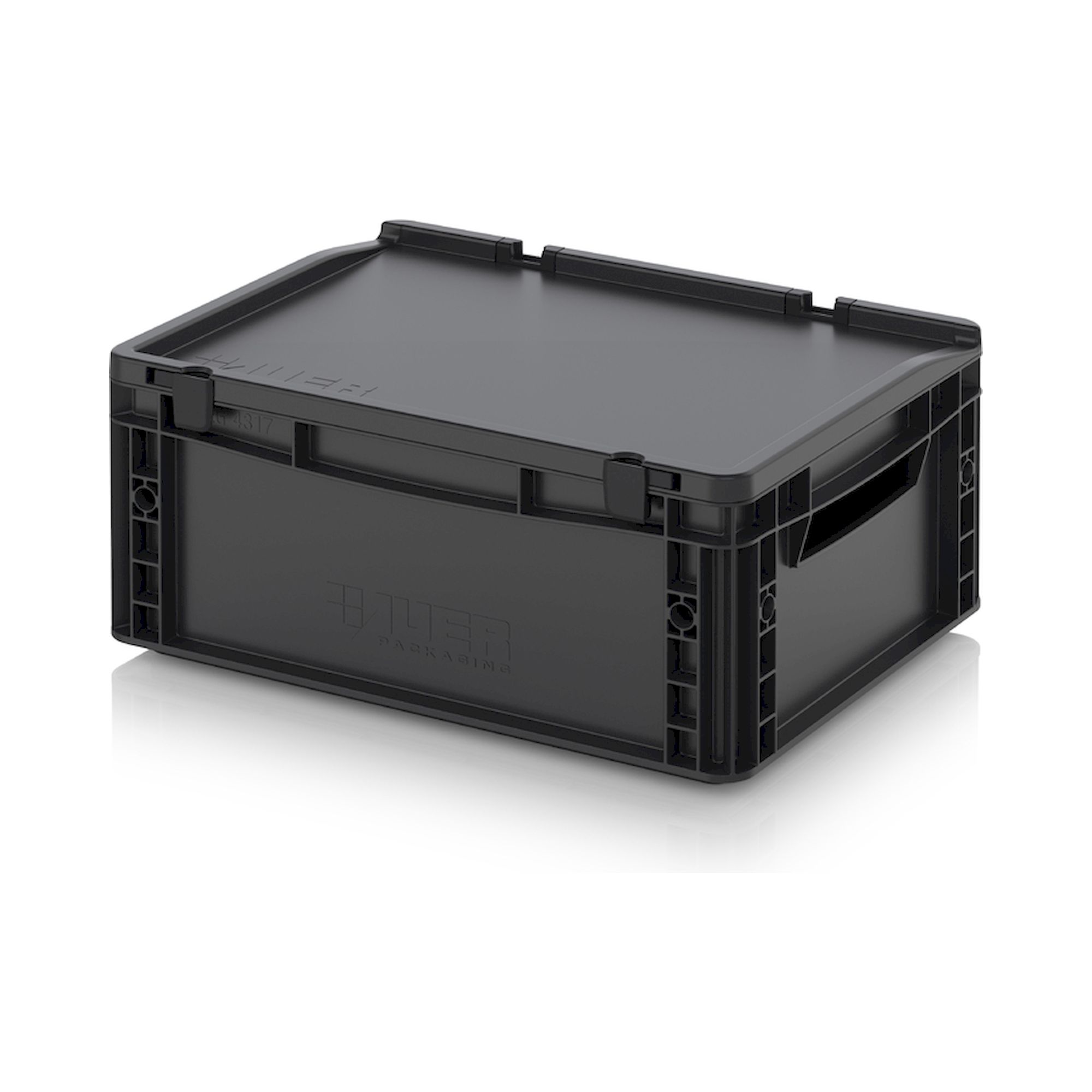 Auer ESD ED 43/17. ESD-Eurobehälter mit Scharnierdeckel