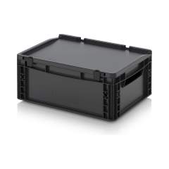 Auer ESD ED 43/17. ESD-Eurobehälter mit Scharnierdeckel