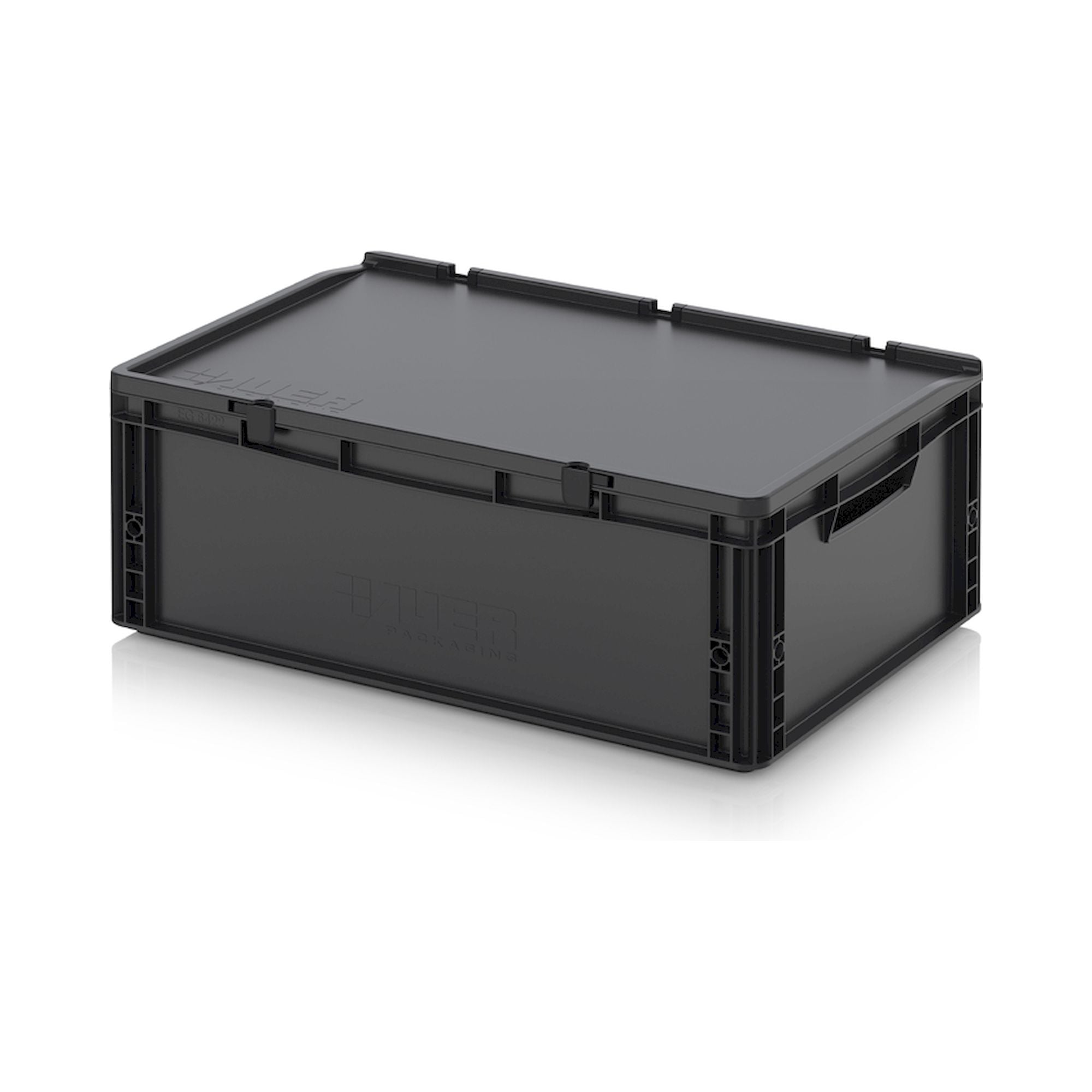 Auer ESD ED 64/22. ESD-Eurobehälter mit Scharnierdeckel