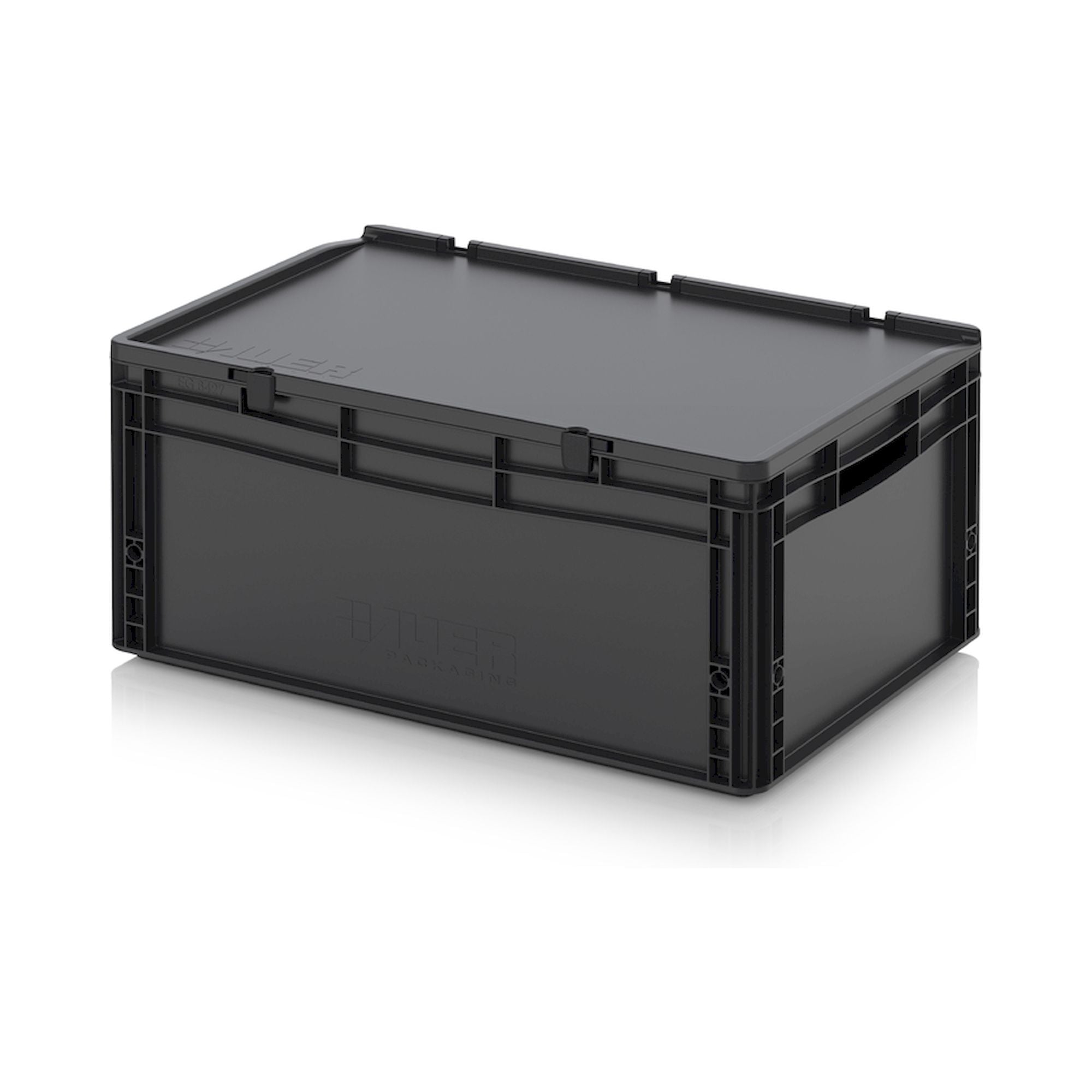 Auer ESD ED 64/27. ESD-Eurobehälter mit Scharnierdeckel