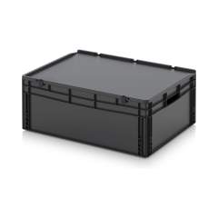 Auer ESD ED 86/32. ESD-Eurobehälter mit Scharnierdeckel